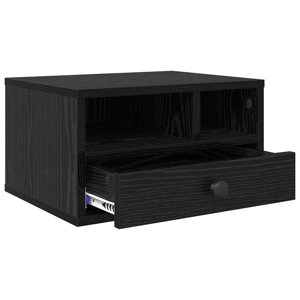 Printerstand med skuffe Sort eg 40 x 32 x 24 cm Konstrueret træ