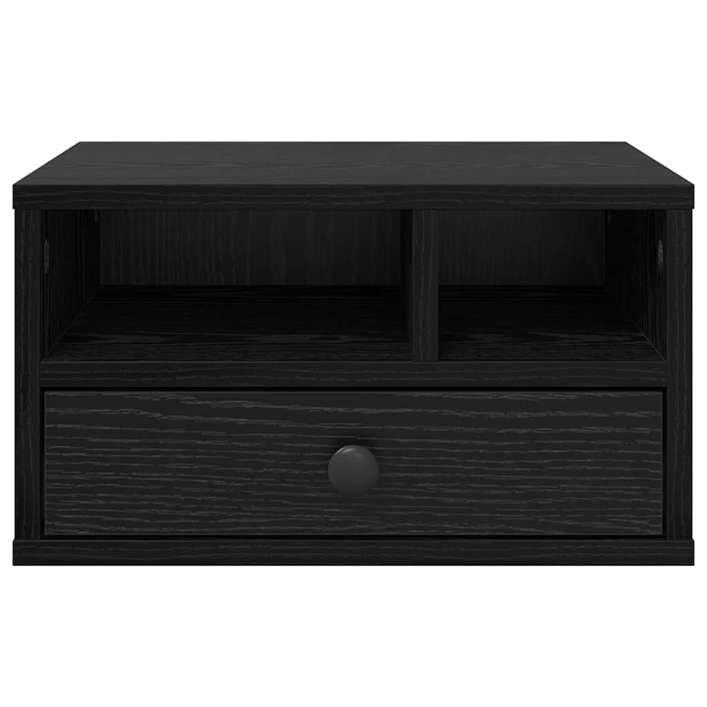 Printerstand med skuffe Sort eg 40 x 32 x 24 cm Konstrueret træ