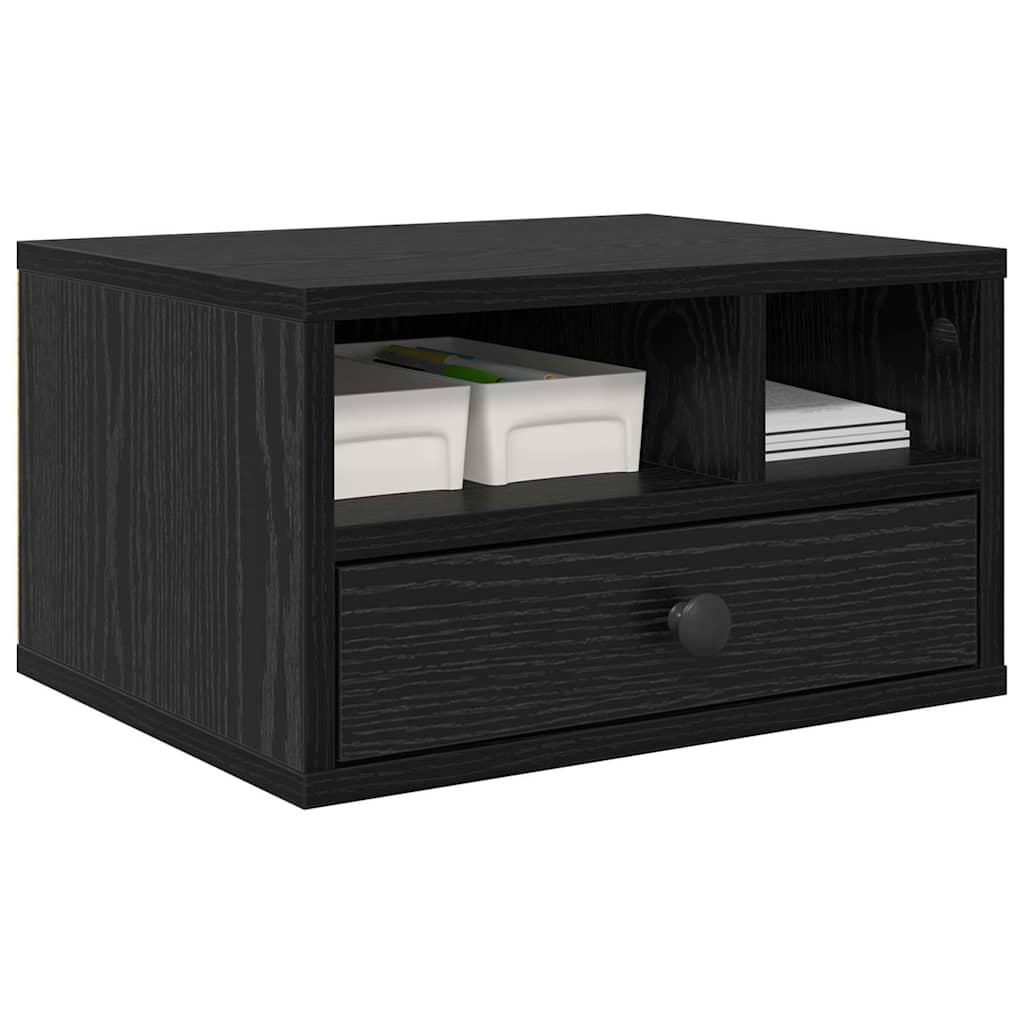 Printerstand med skuffe Sort eg 40 x 32 x 24 cm Konstrueret træ