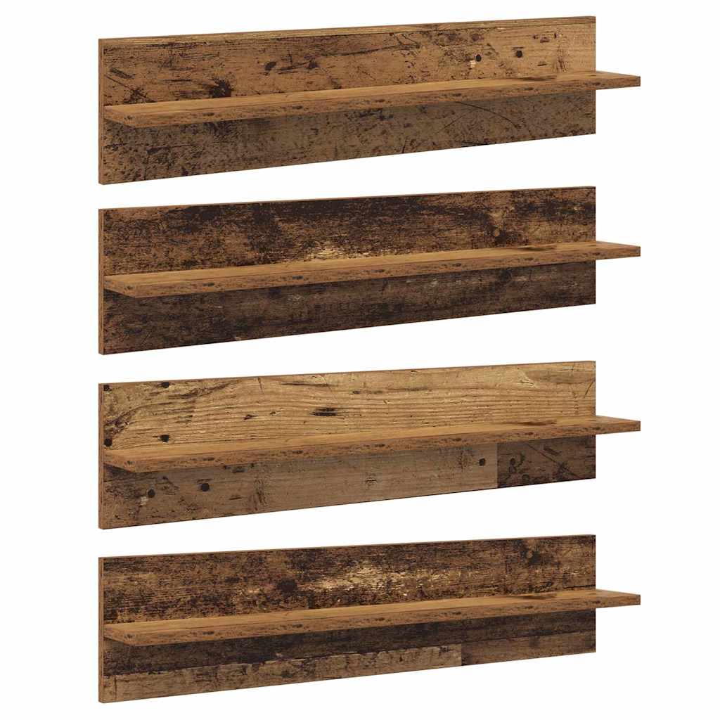 Væghylder 4 pcs Gammelt træ 80 x 11,5 x 18 cm Konstrueret træ