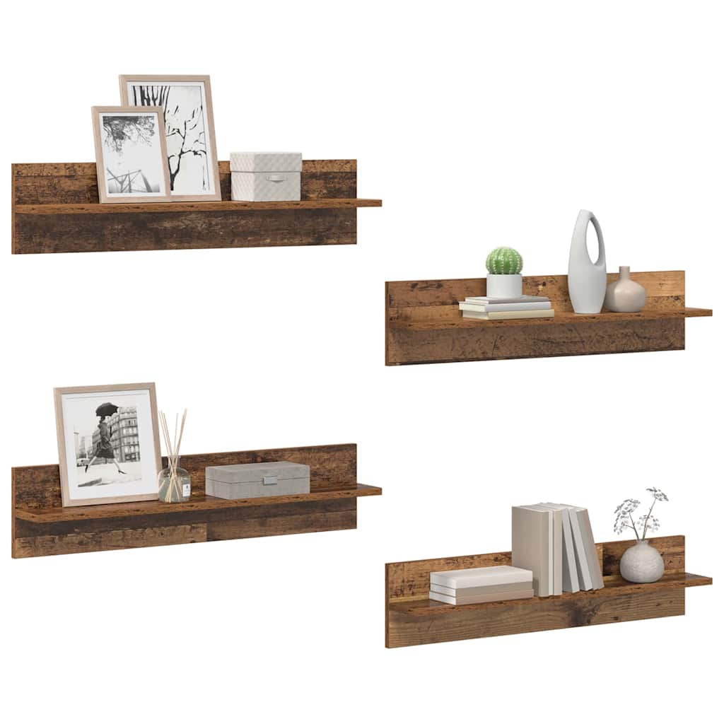 Væghylder 4 pcs Gammelt træ 80 x 11,5 x 18 cm Konstrueret træ