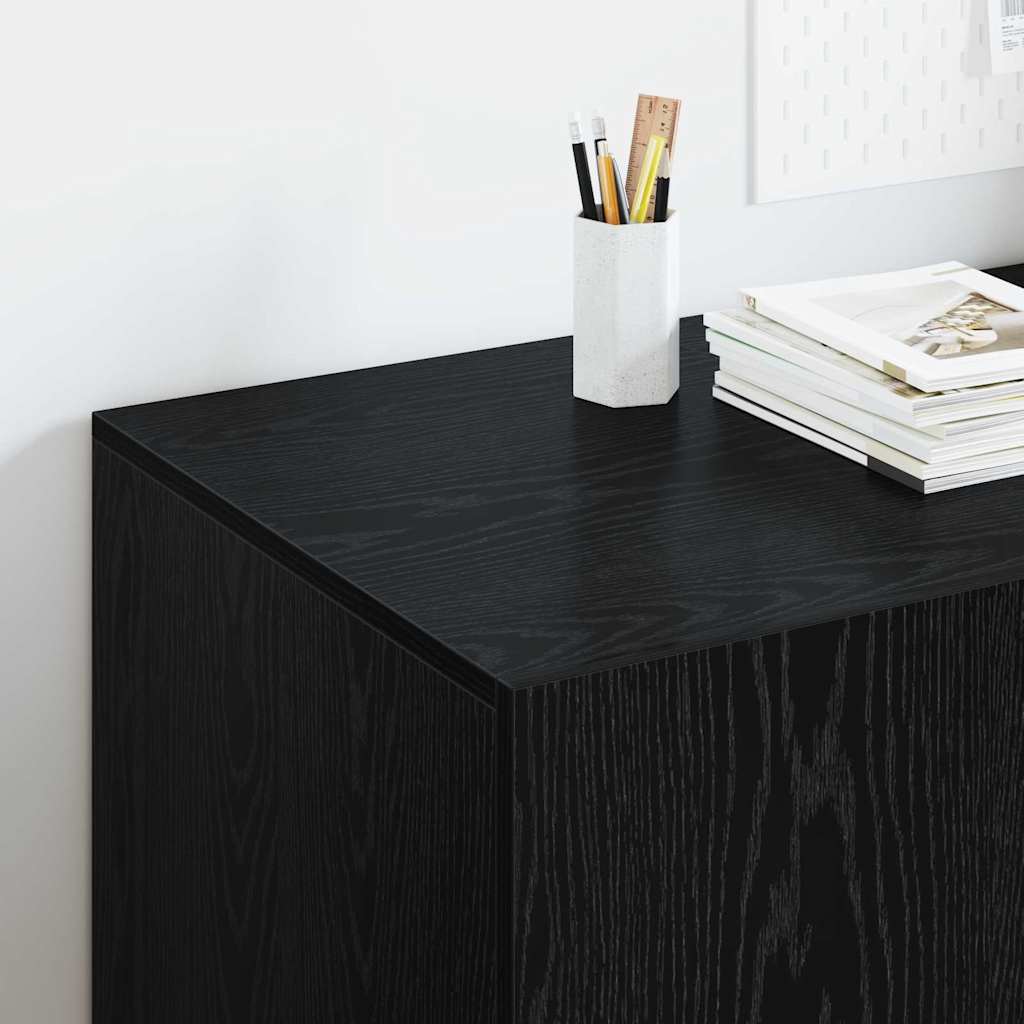 Bord med hylde med dør Sort eg 140 x 50 x 75 cm Konstrueret træ
