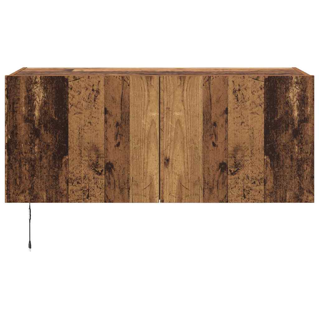 TV vægskab med LED Gammelt træ 100 x 35 x 41 cm Konstrueret træ