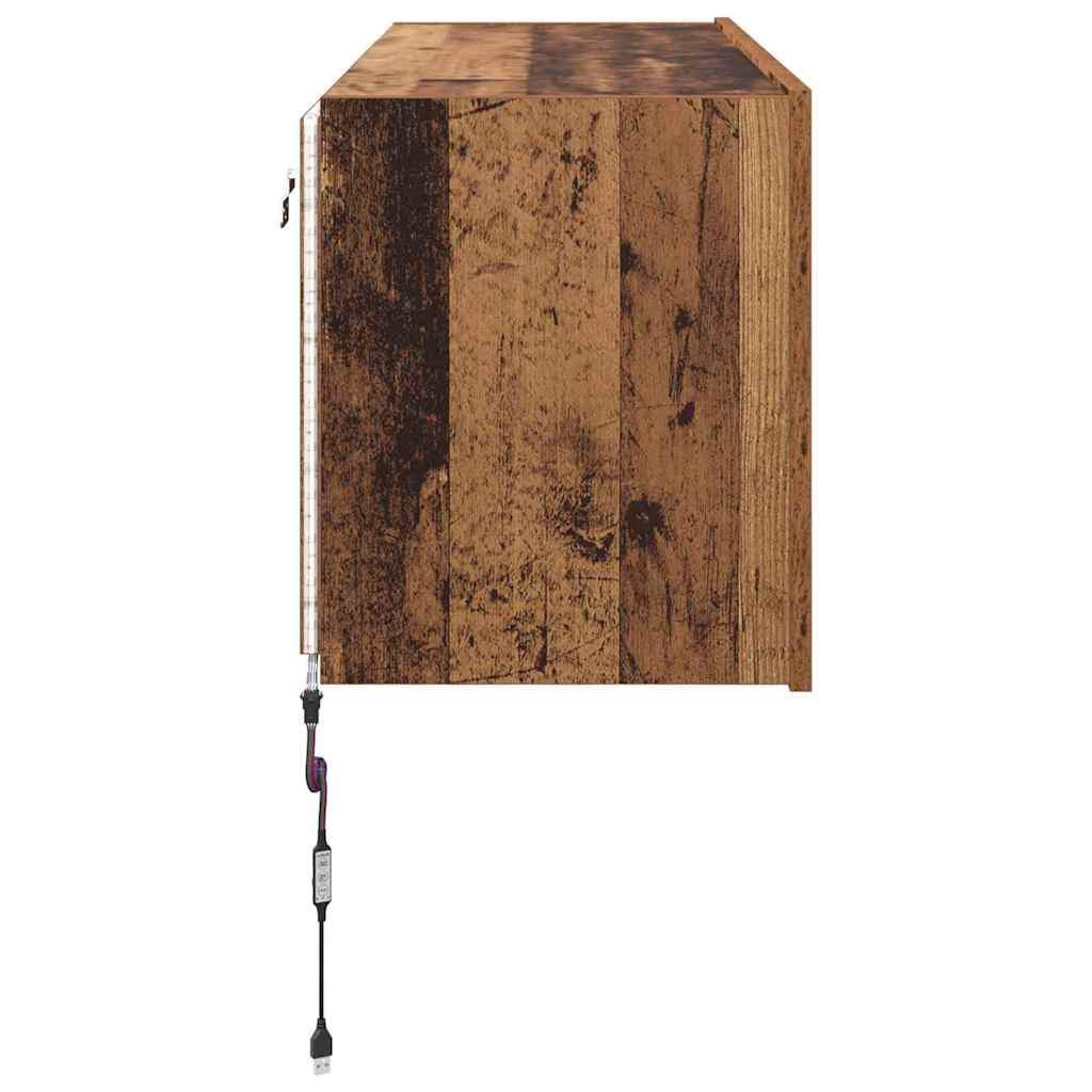 TV vægskab med LED Gammelt træ 100 x 35 x 41 cm Konstrueret træ