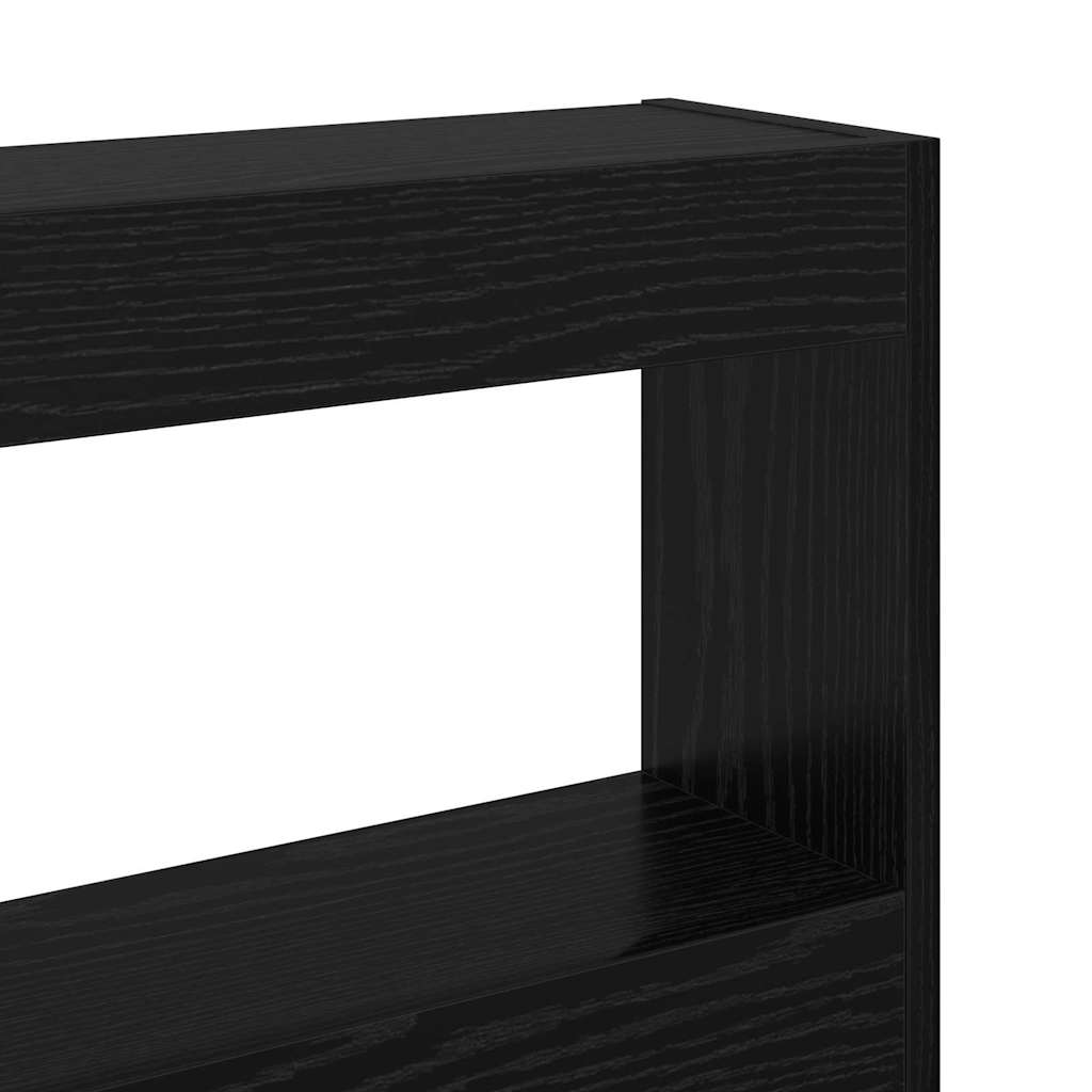 Hovedgærde med hylde Sort eg 220 x 17 x 102 cm Konstrueret træ