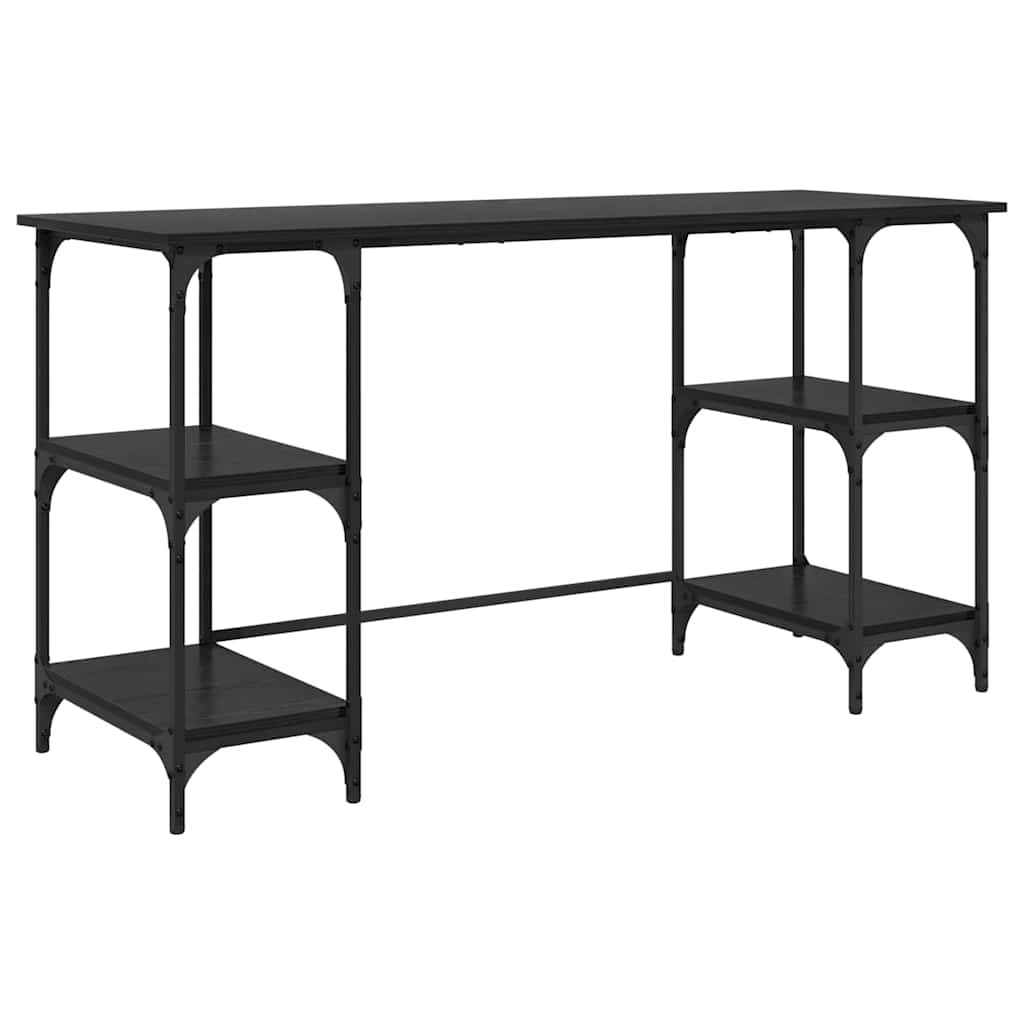 Bord med hylde Sort eg 140 x 50 x 75 cm Konstrueret træ
