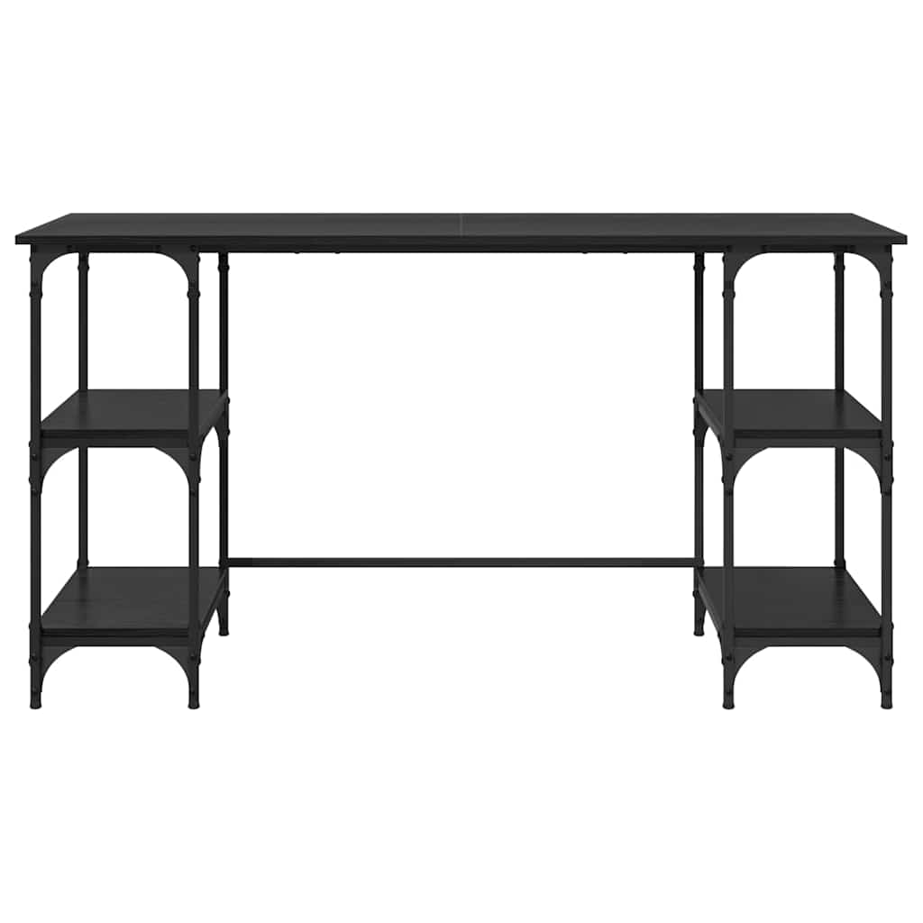Bord med hylde Sort eg 140 x 50 x 75 cm Konstrueret træ