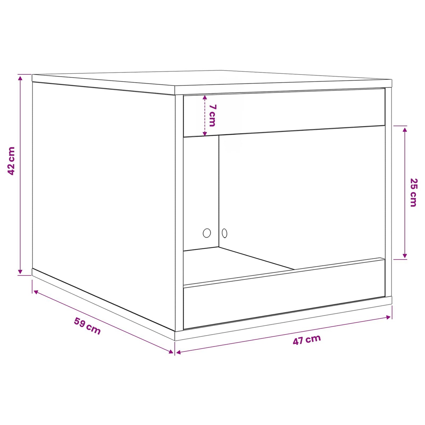 Kattekasse indhegning Sort eg 47 x 59 x 42 cm Konstrueret træ