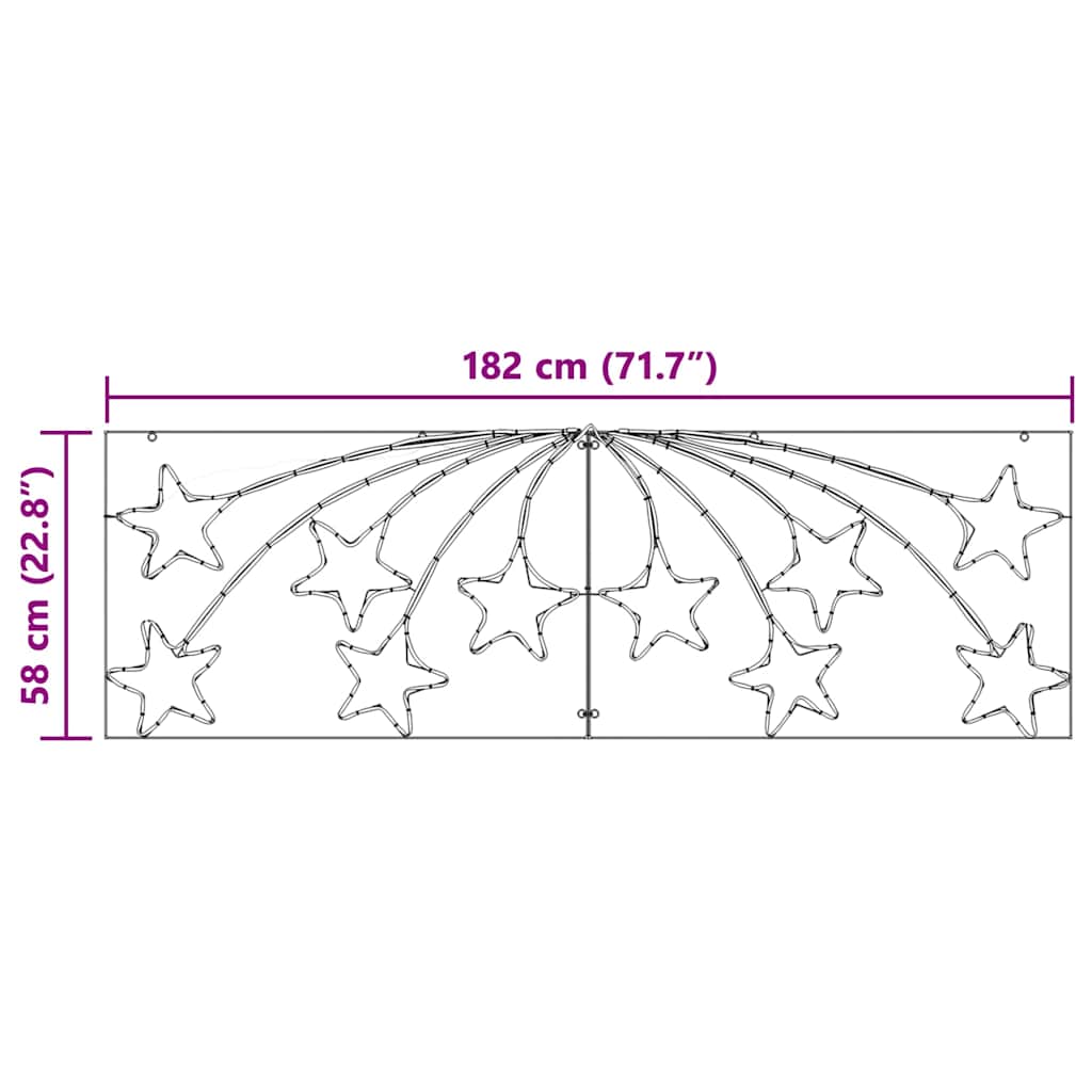 Jule Stjerne med 432 LED'er Flerfarvet 182 x 58 cm PVC