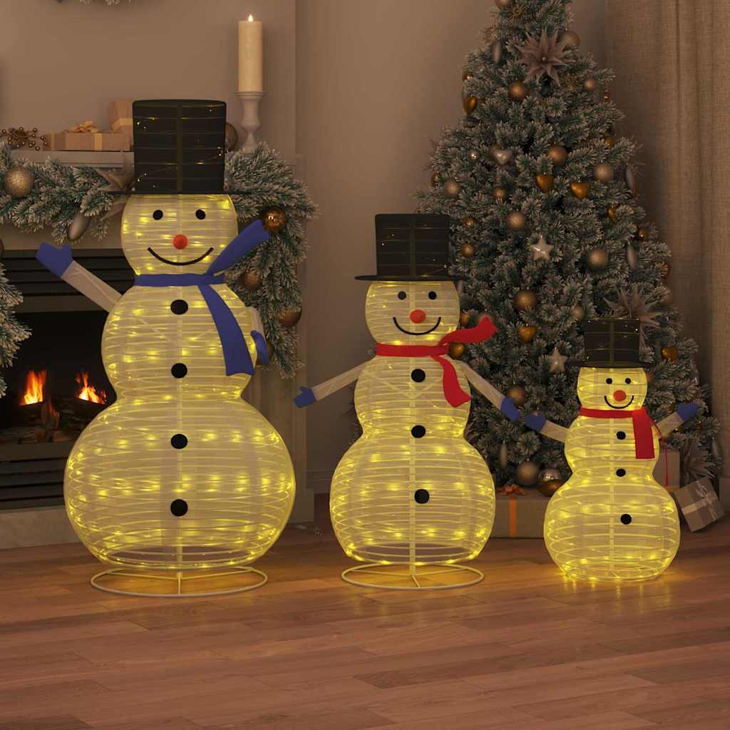 Julesneemand Familie med 270 LED'er 3 pcs Varm hvid Stof