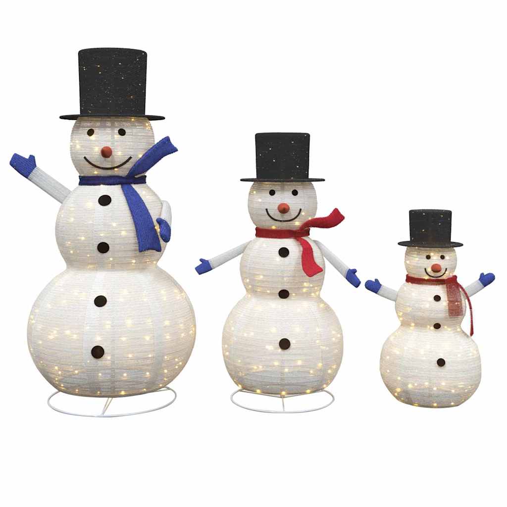 Julesneemand Familie med 270 LED'er 3 pcs Varm hvid Stof