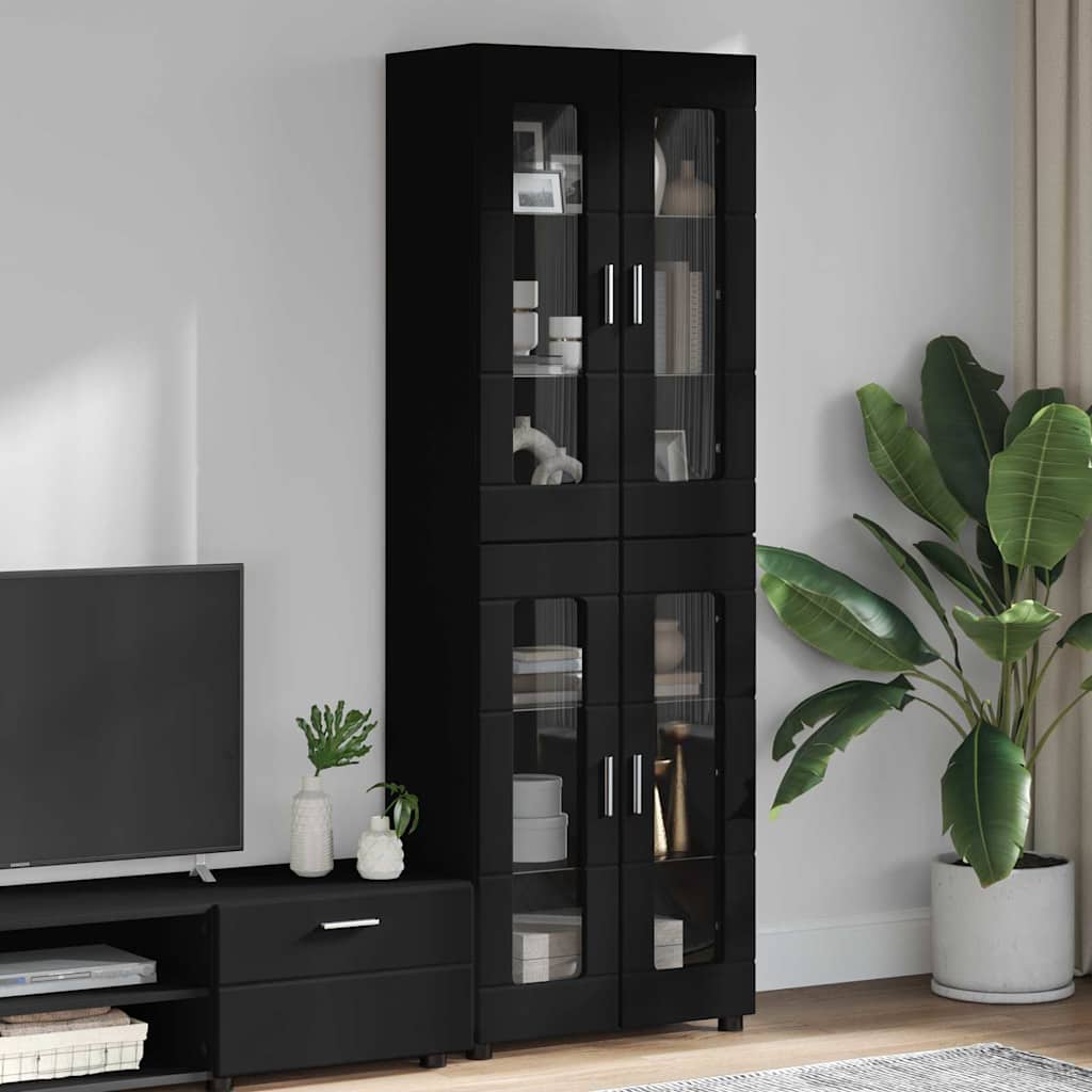 Highboard med dør FLORIN Sort 60 x 35 x 182 cm Konstrueret træ