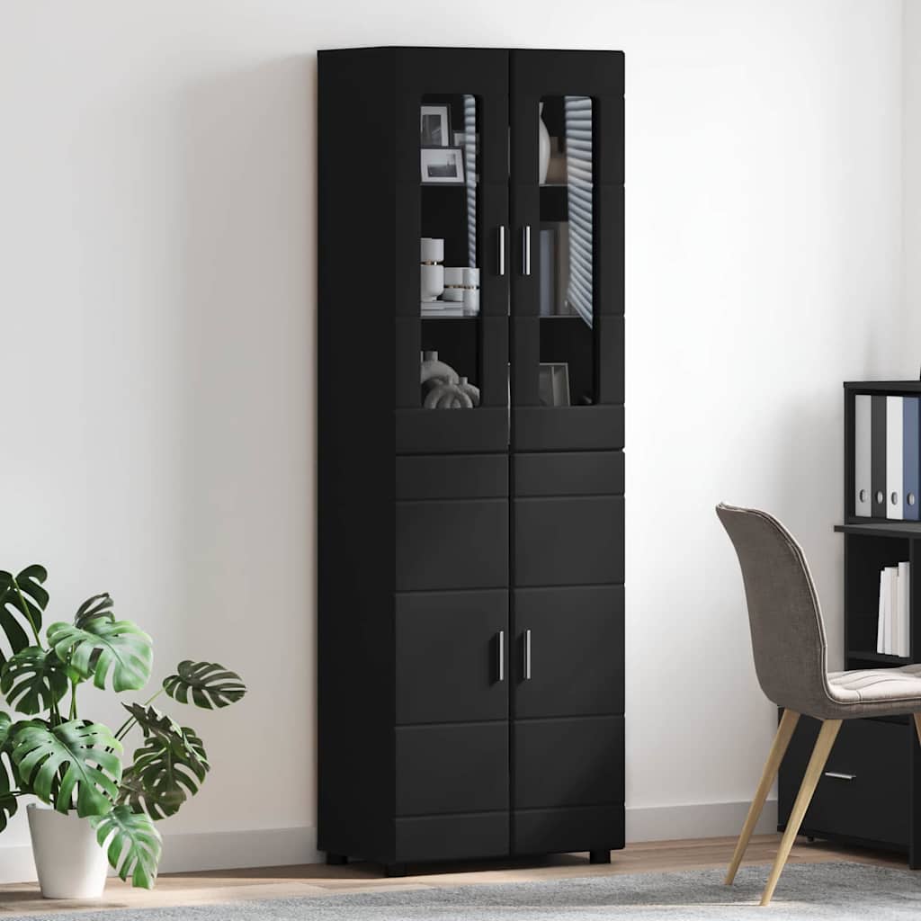 Highboard med dør FLORIN Sort 60 x 35 x 182 cm Konstrueret træ