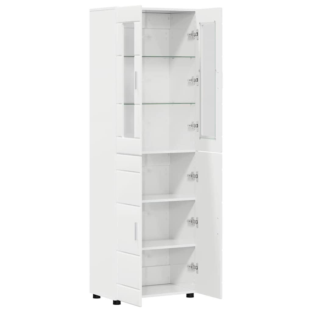 Highboard med hylde FLORIN Høj gloss hvid 60 x 35 x 182 cm