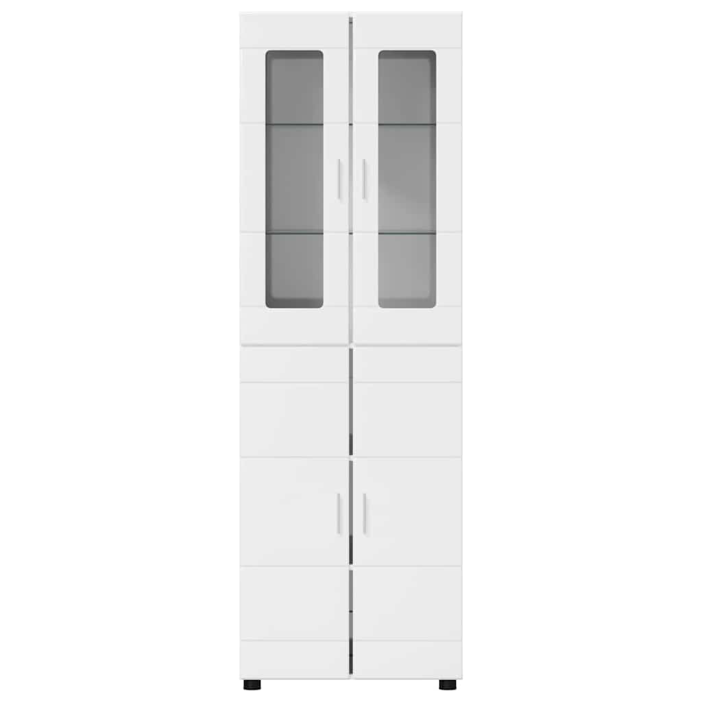 Highboard med hylde FLORIN Høj gloss hvid 60 x 35 x 182 cm