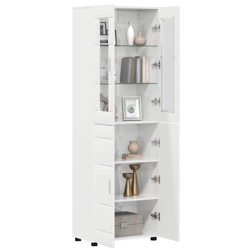 Highboard med hylde FLORIN Høj gloss hvid 60 x 35 x 182 cm