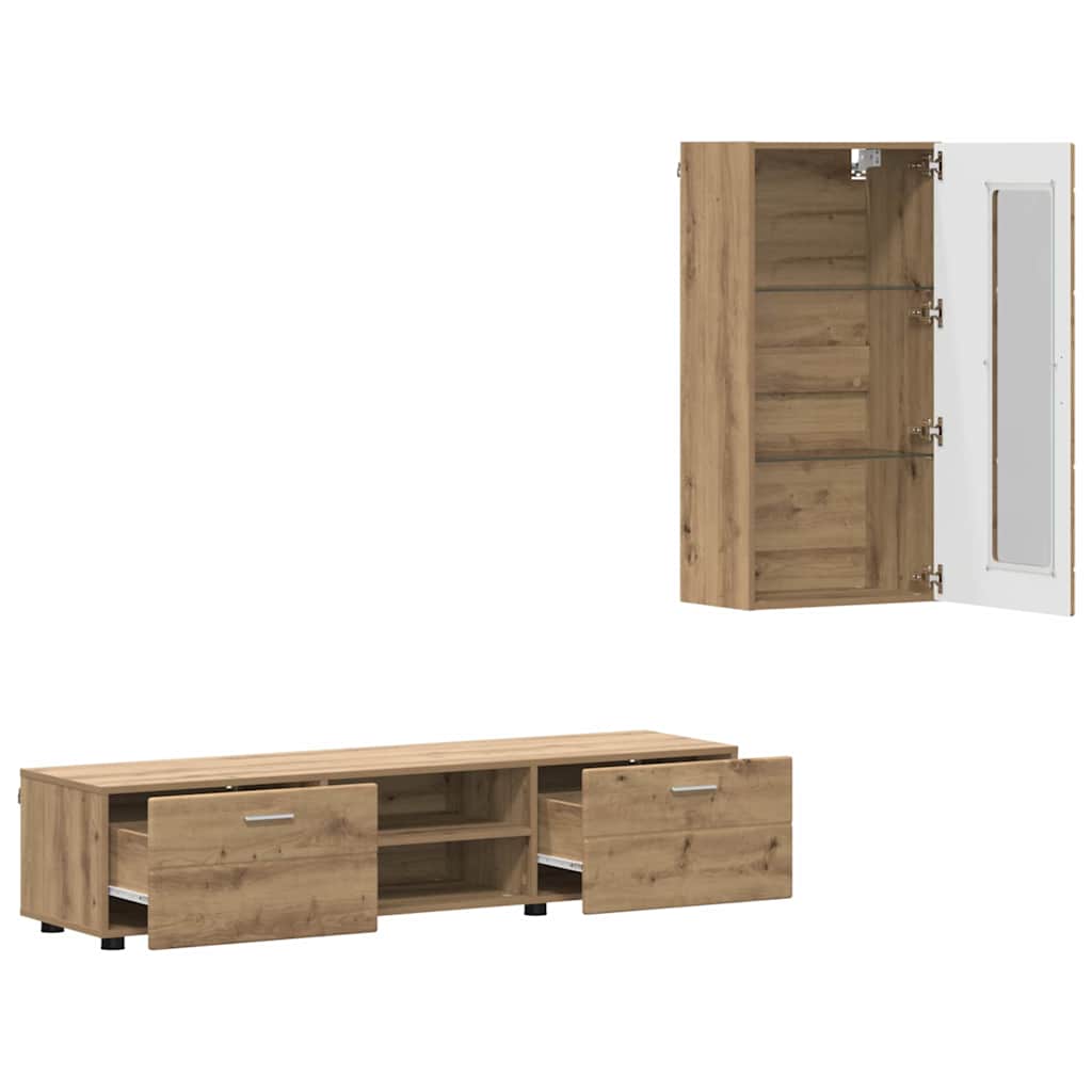 TV-møbelsæt FLORIN 3 pcs Artisan Egetræ Konstrueret træ