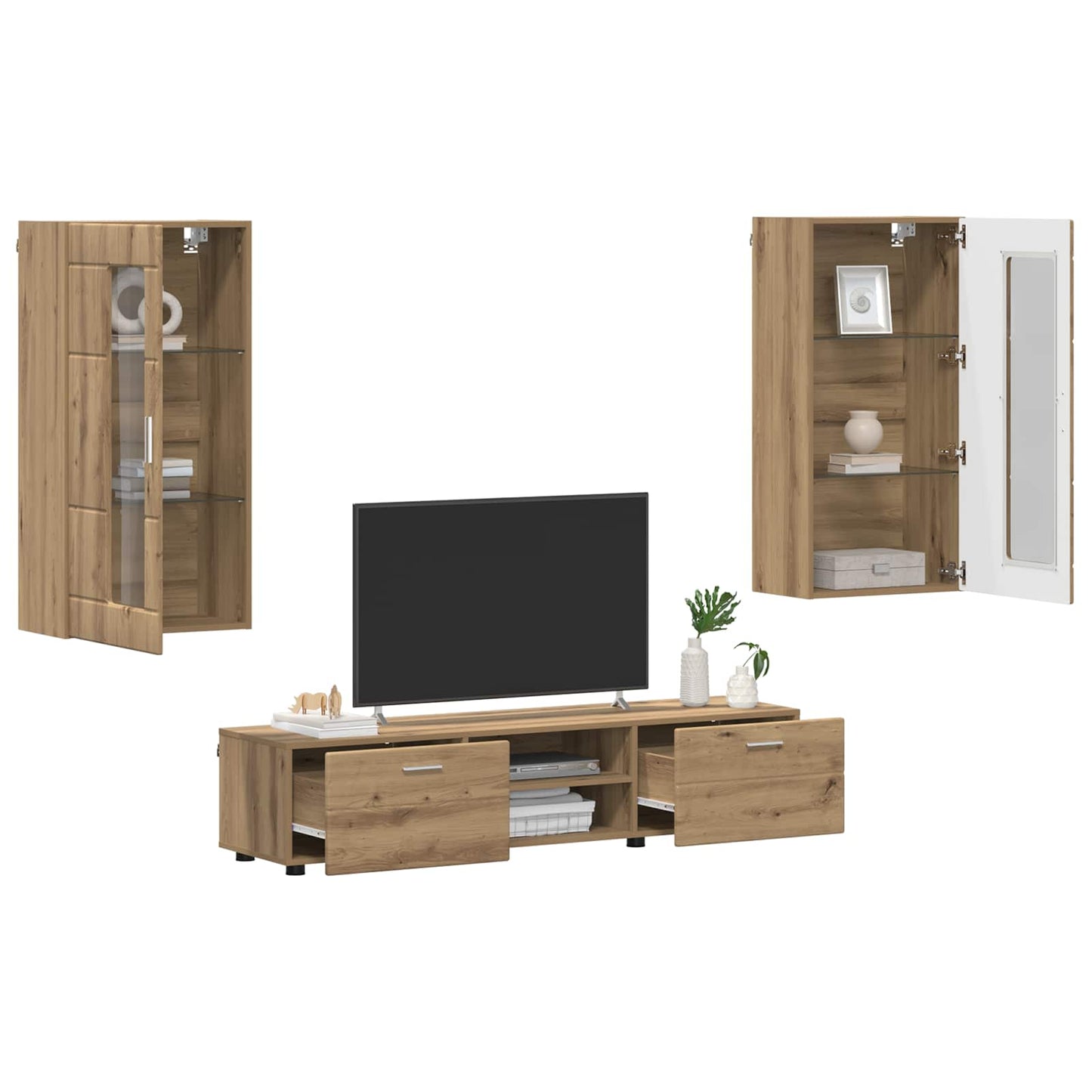 TV-møbelsæt FLORIN 3 pcs Artisan Egetræ Konstrueret træ