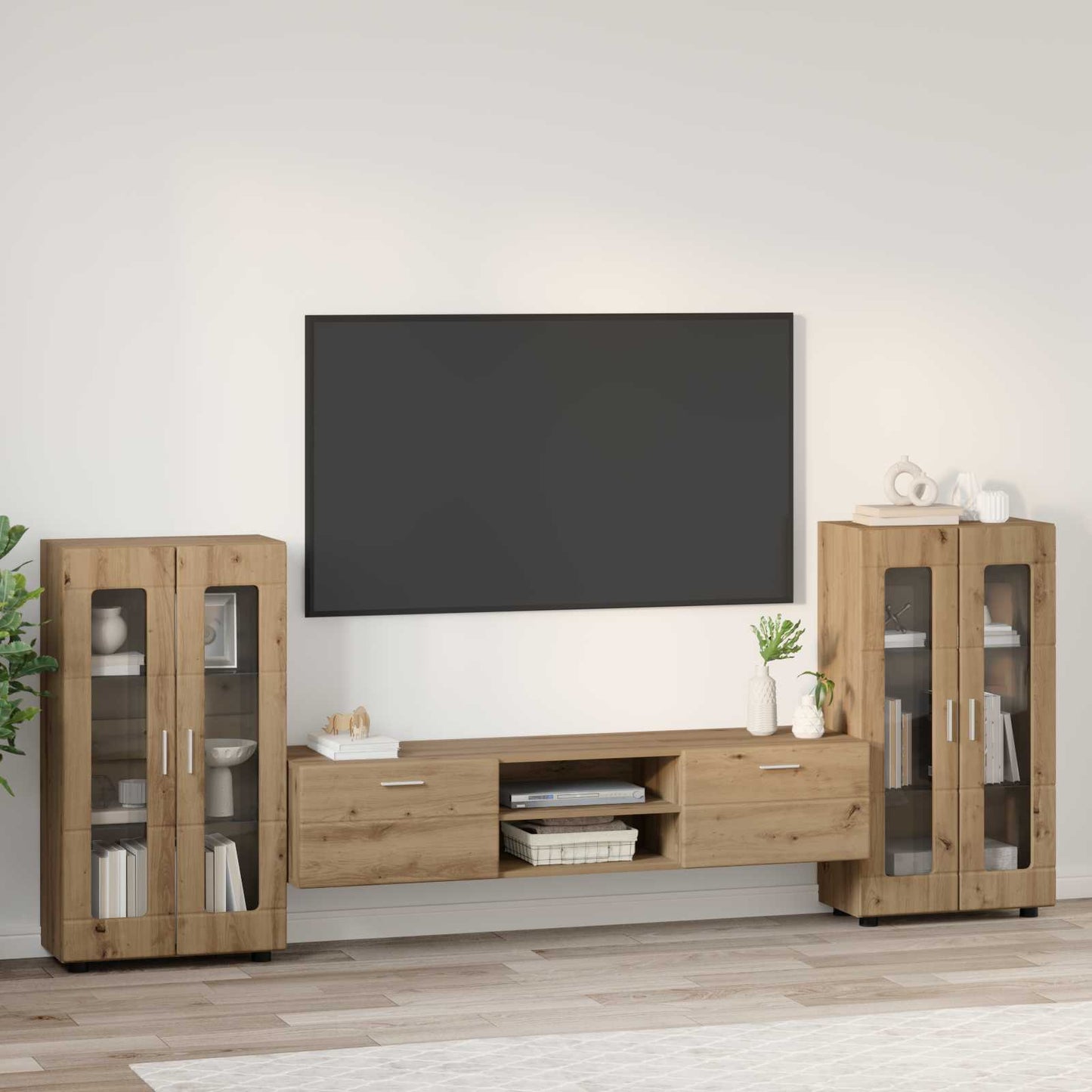 TV-møbelsæt FLORIN 3 pcs Artisan Egetræ Konstrueret træ