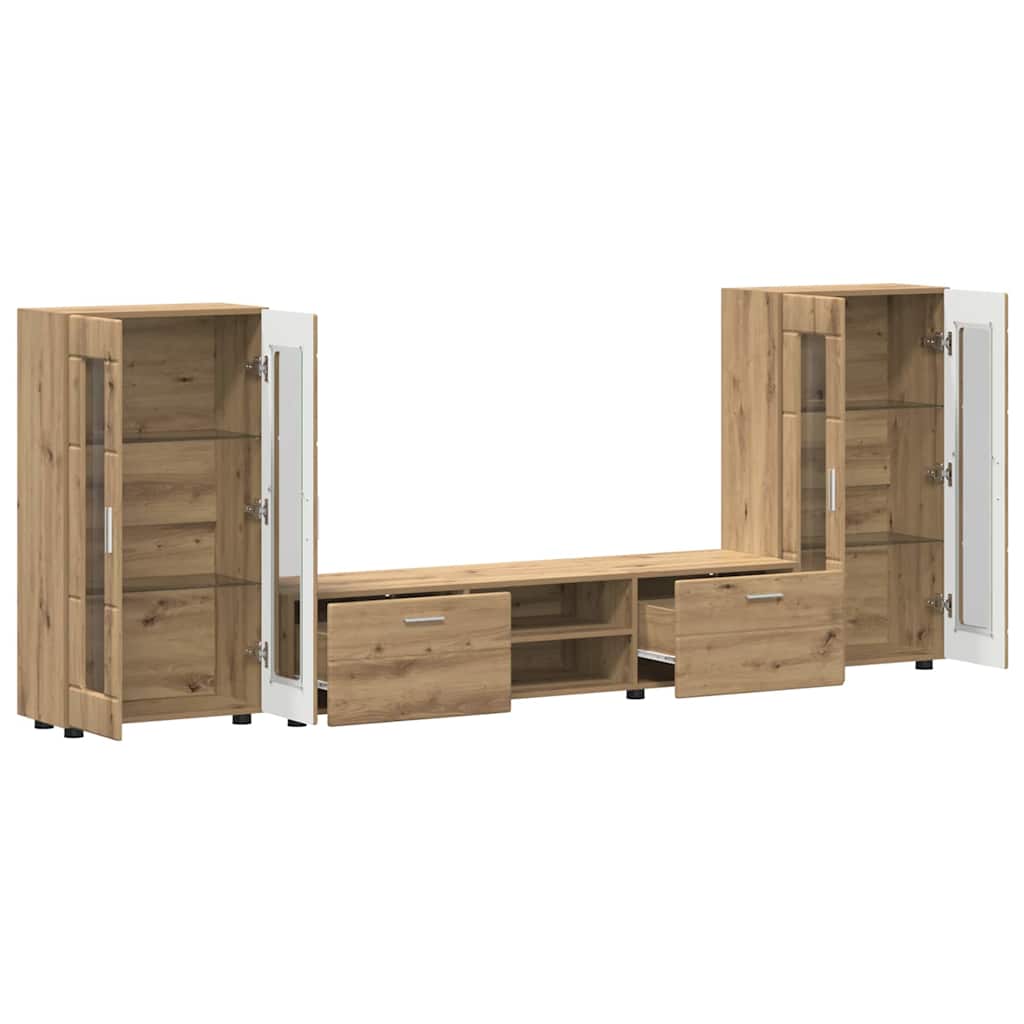 TV-møbelsæt FLORIN 3 pcs Artisan Egetræ Konstrueret træ
