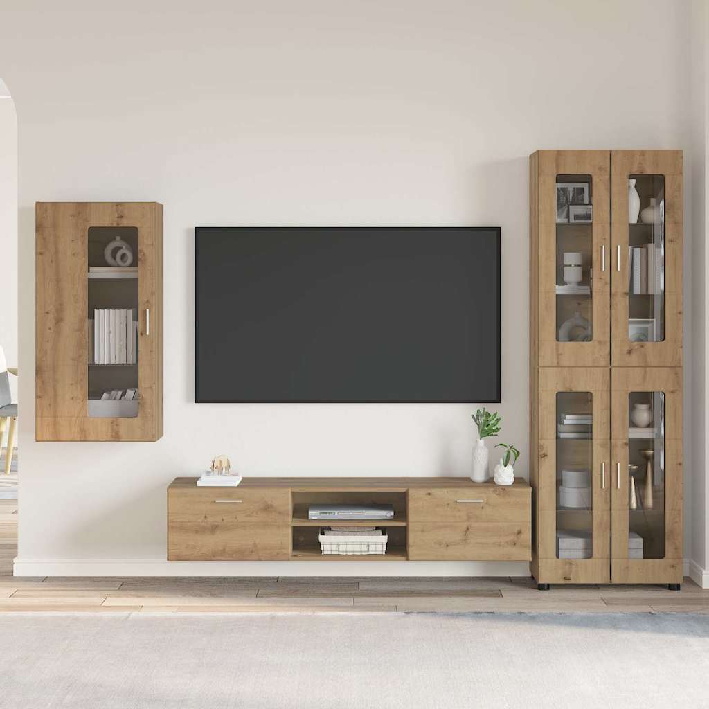 TV-møbelsæt FLORIN 3 pcs Artisan Egetræ Konstrueret træ