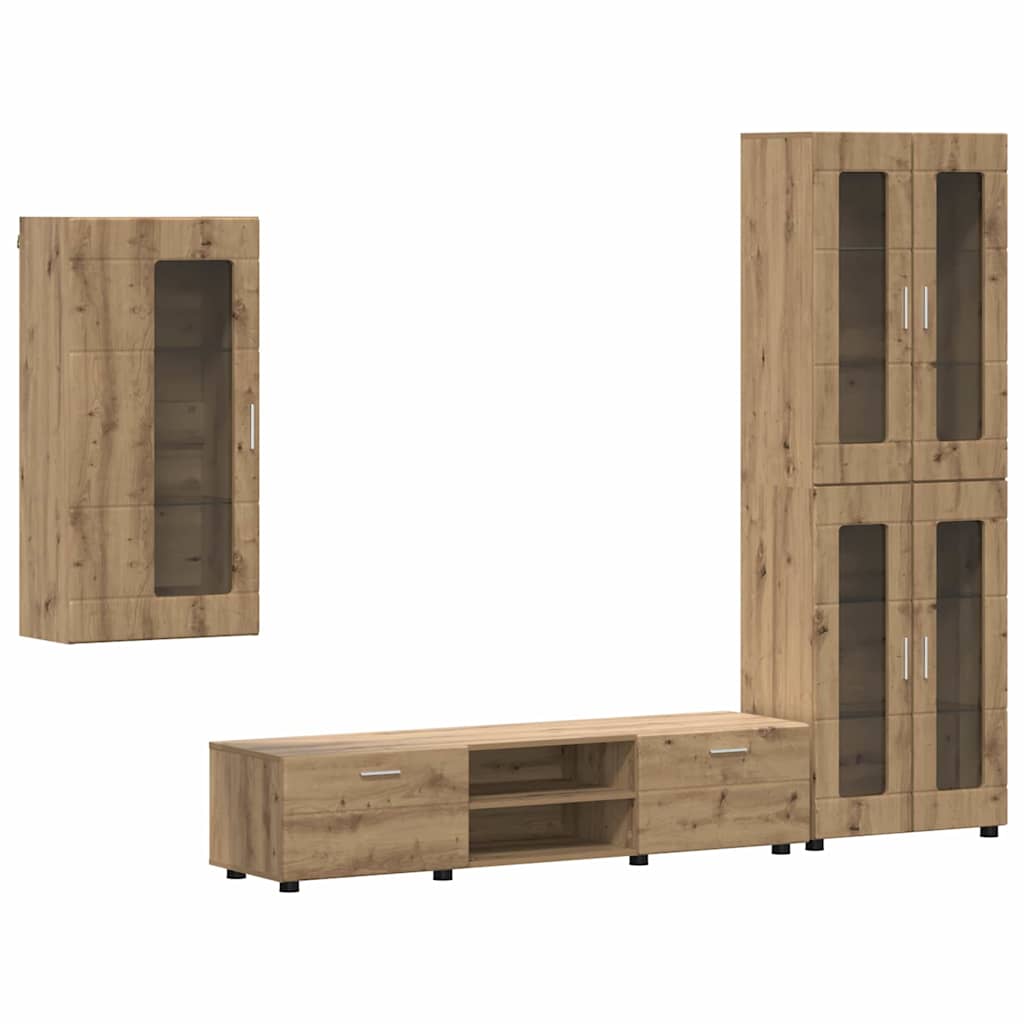 TV-møbelsæt FLORIN 3 pcs Artisan Egetræ Konstrueret træ
