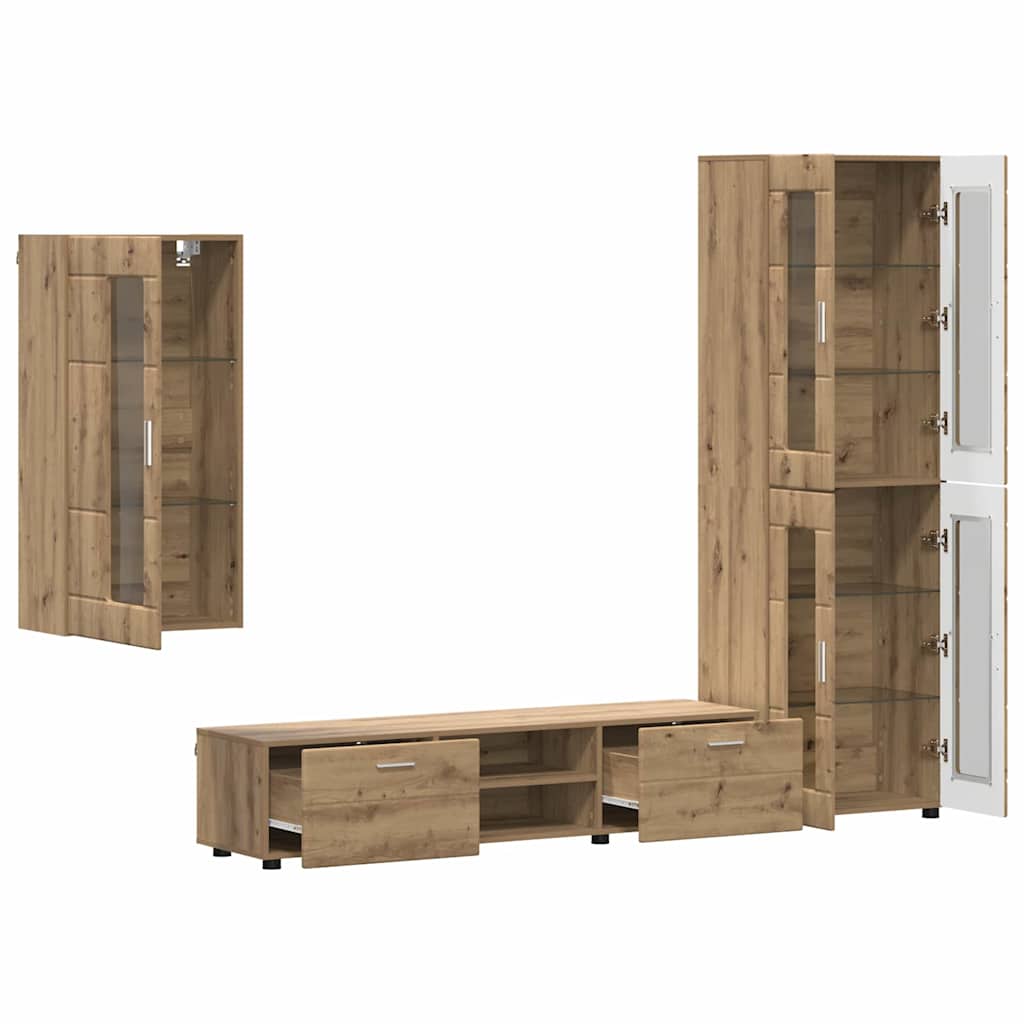 TV-møbelsæt FLORIN 3 pcs Artisan Egetræ Konstrueret træ