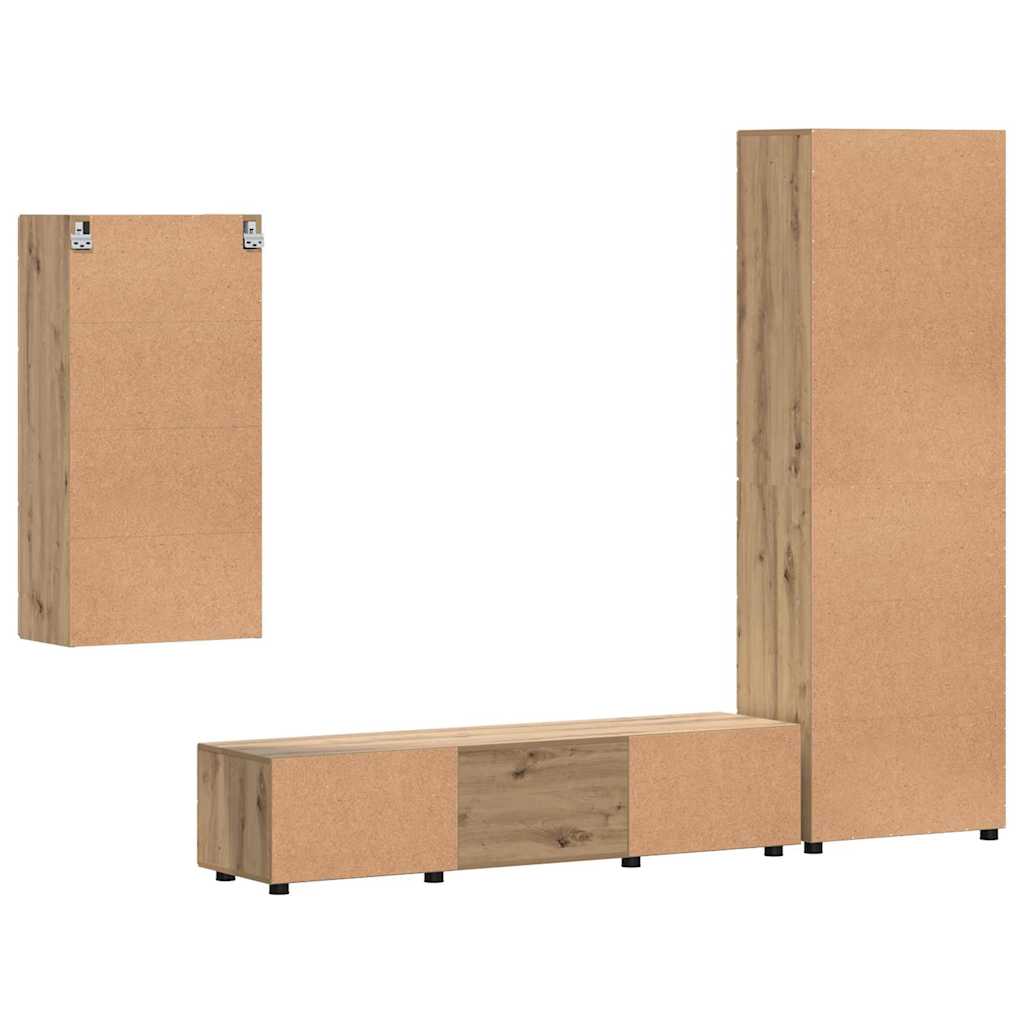 TV-møbelsæt FLORIN 3 pcs Artisan Egetræ Konstrueret træ
