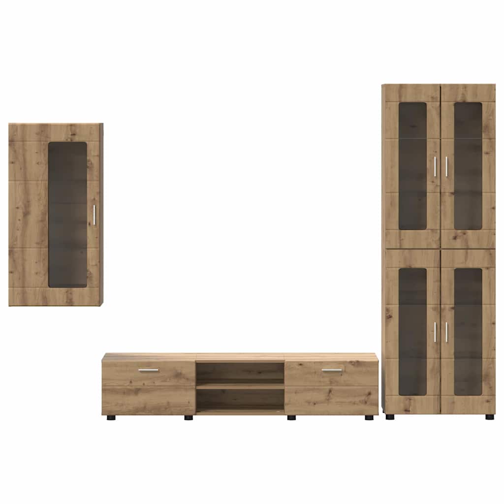 TV-møbelsæt FLORIN 3 pcs Artisan Egetræ Konstrueret træ