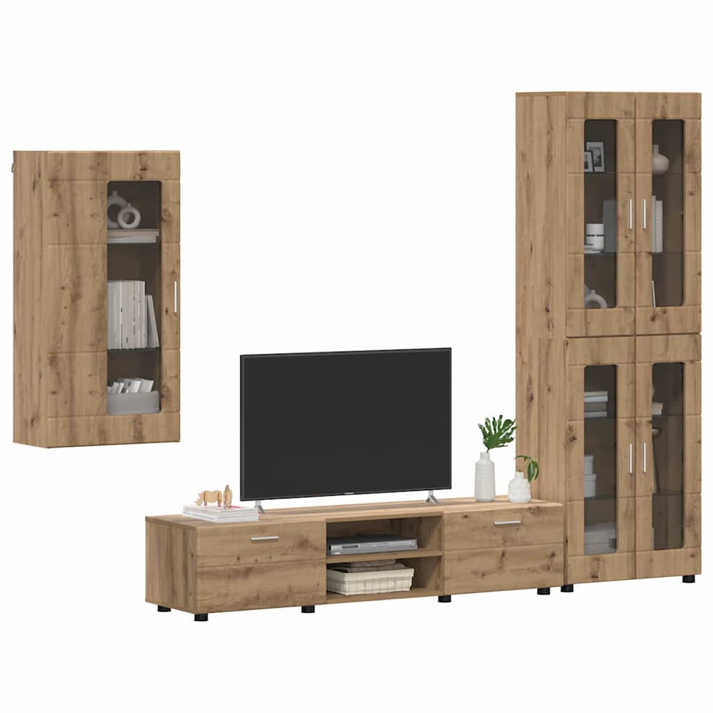 TV-møbelsæt FLORIN 3 pcs Artisan Egetræ Konstrueret træ