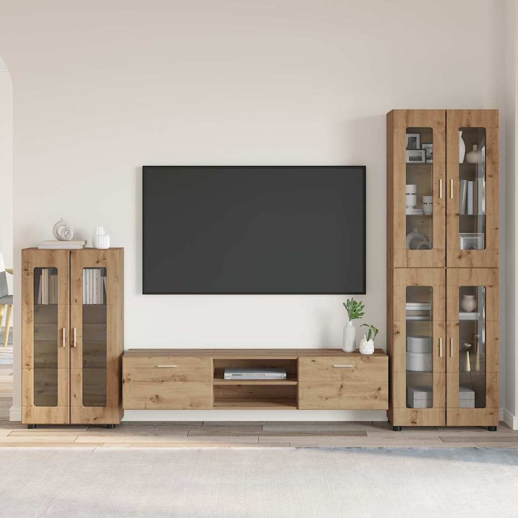 TV-møbelsæt FLORIN 3 pcs Artisan Egetræ Konstrueret træ