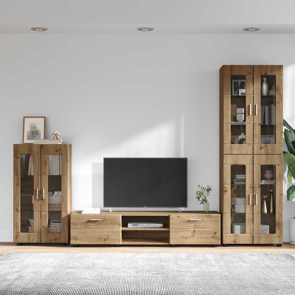 TV-møbelsæt FLORIN 3 pcs Artisan Egetræ Konstrueret træ
