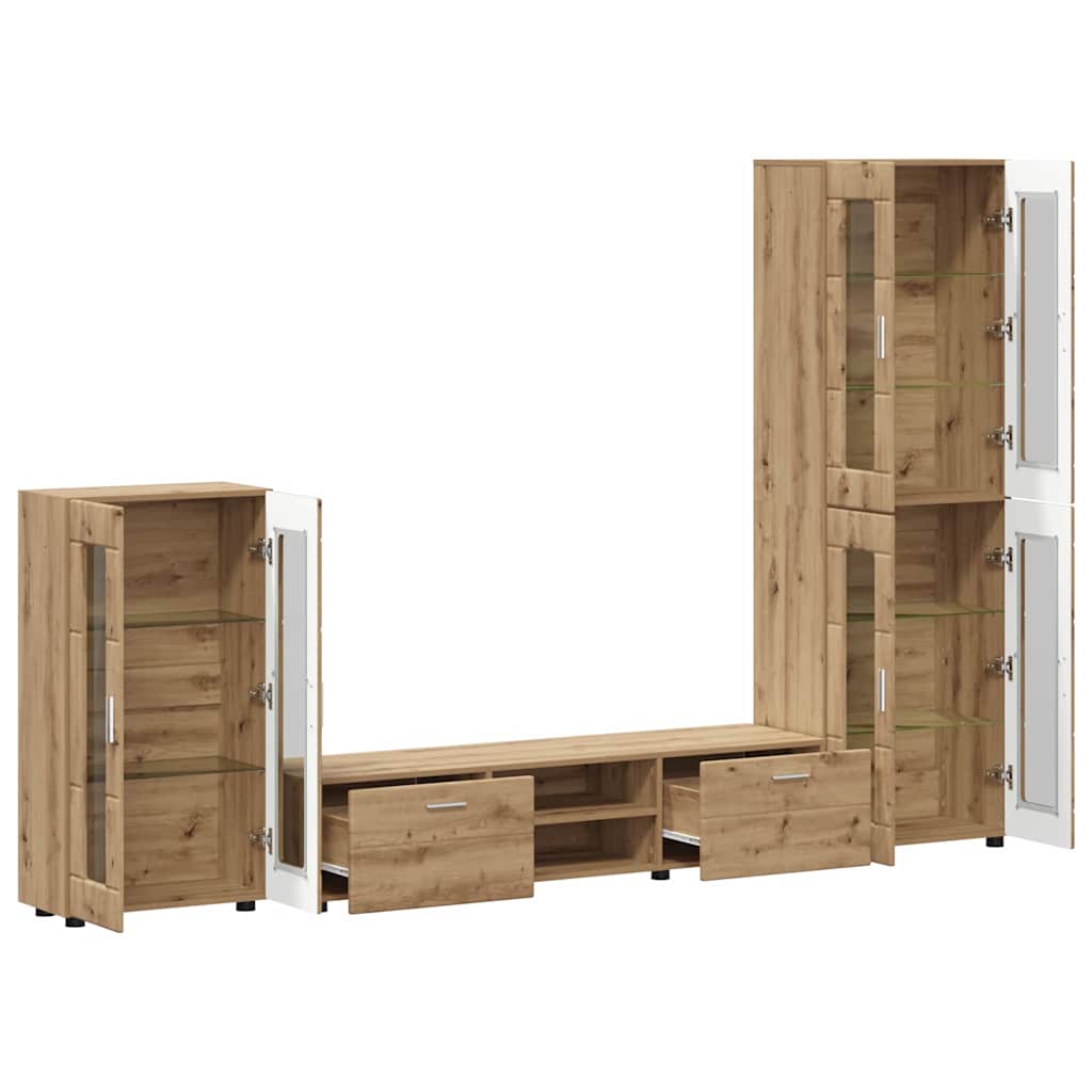 TV-møbelsæt FLORIN 3 pcs Artisan Egetræ Konstrueret træ