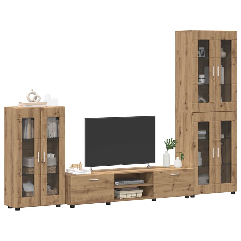 TV-møbelsæt FLORIN 3 pcs Artisan Egetræ Konstrueret træ