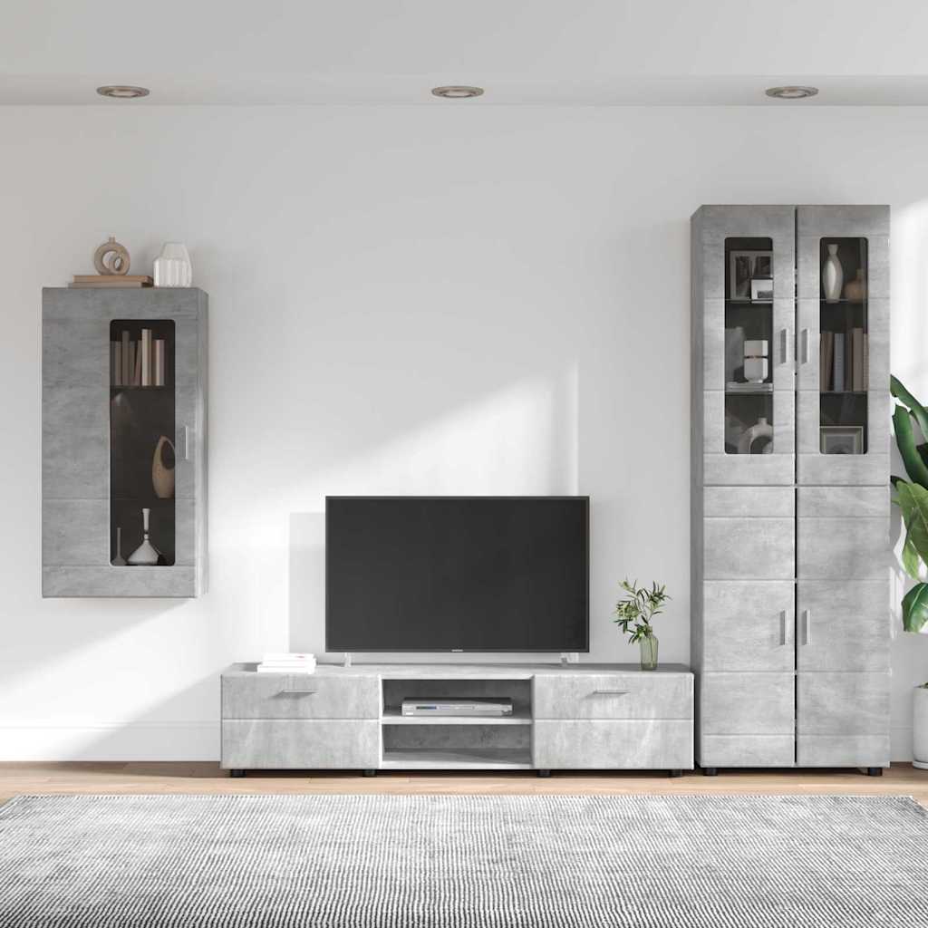 TV-møbelsæt med skuffe FLORIN 3 pcs Beton Grå Konstrueret træ