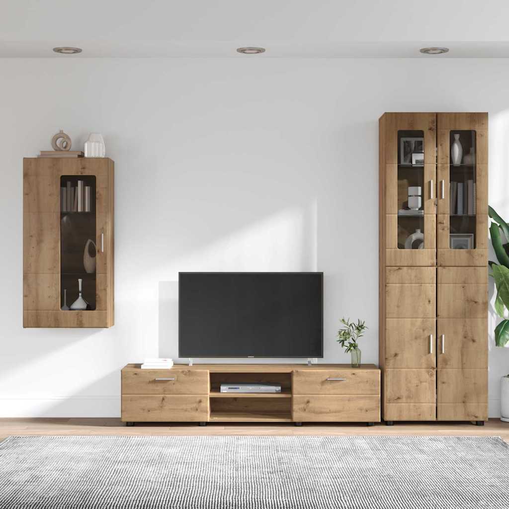 TV-møbelsæt FLORIN 3 pcs Artisan Egetræ Konstrueret træ