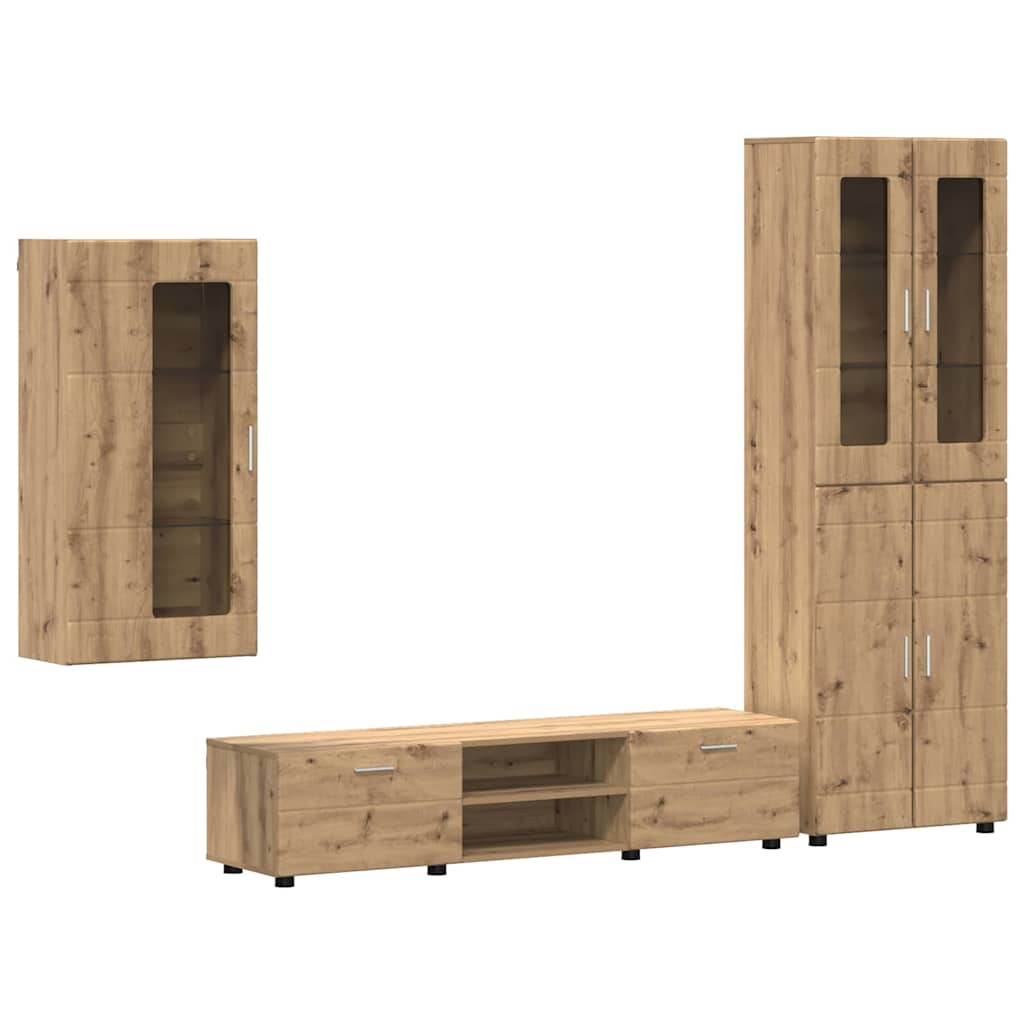 TV-møbelsæt FLORIN 3 pcs Artisan Egetræ Konstrueret træ