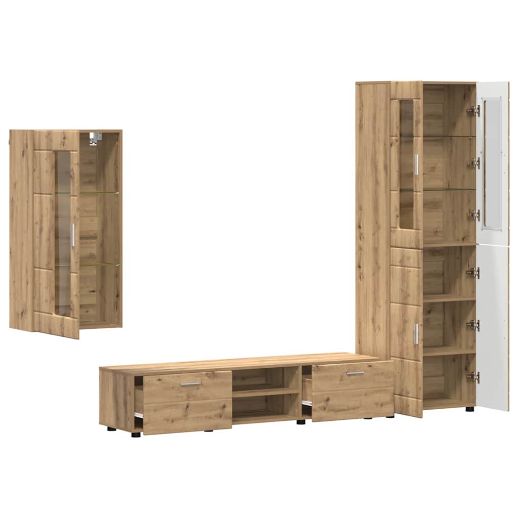 TV-møbelsæt FLORIN 3 pcs Artisan Egetræ Konstrueret træ