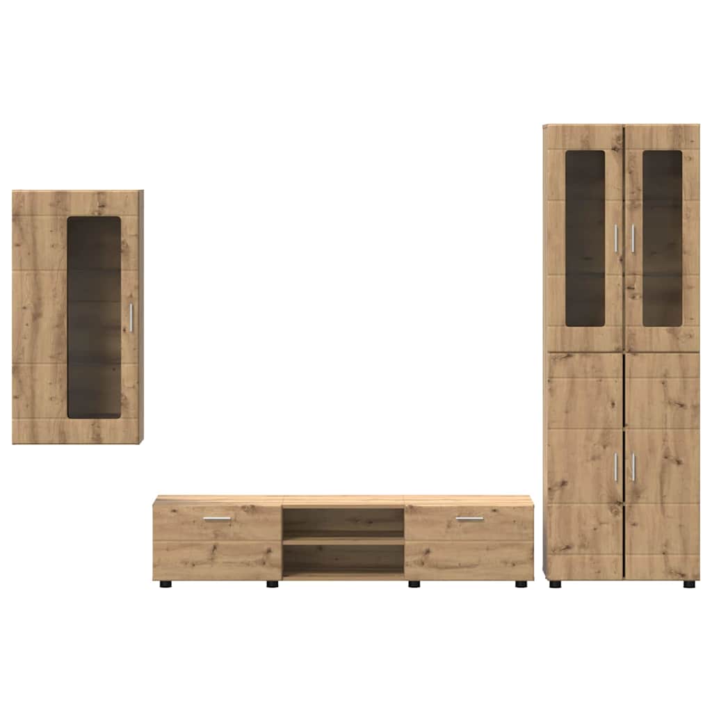 TV-møbelsæt FLORIN 3 pcs Artisan Egetræ Konstrueret træ