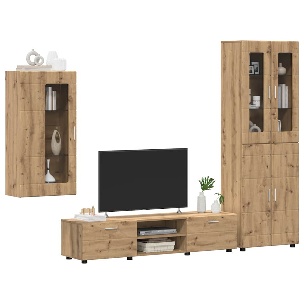 TV-møbelsæt FLORIN 3 pcs Artisan Egetræ Konstrueret træ