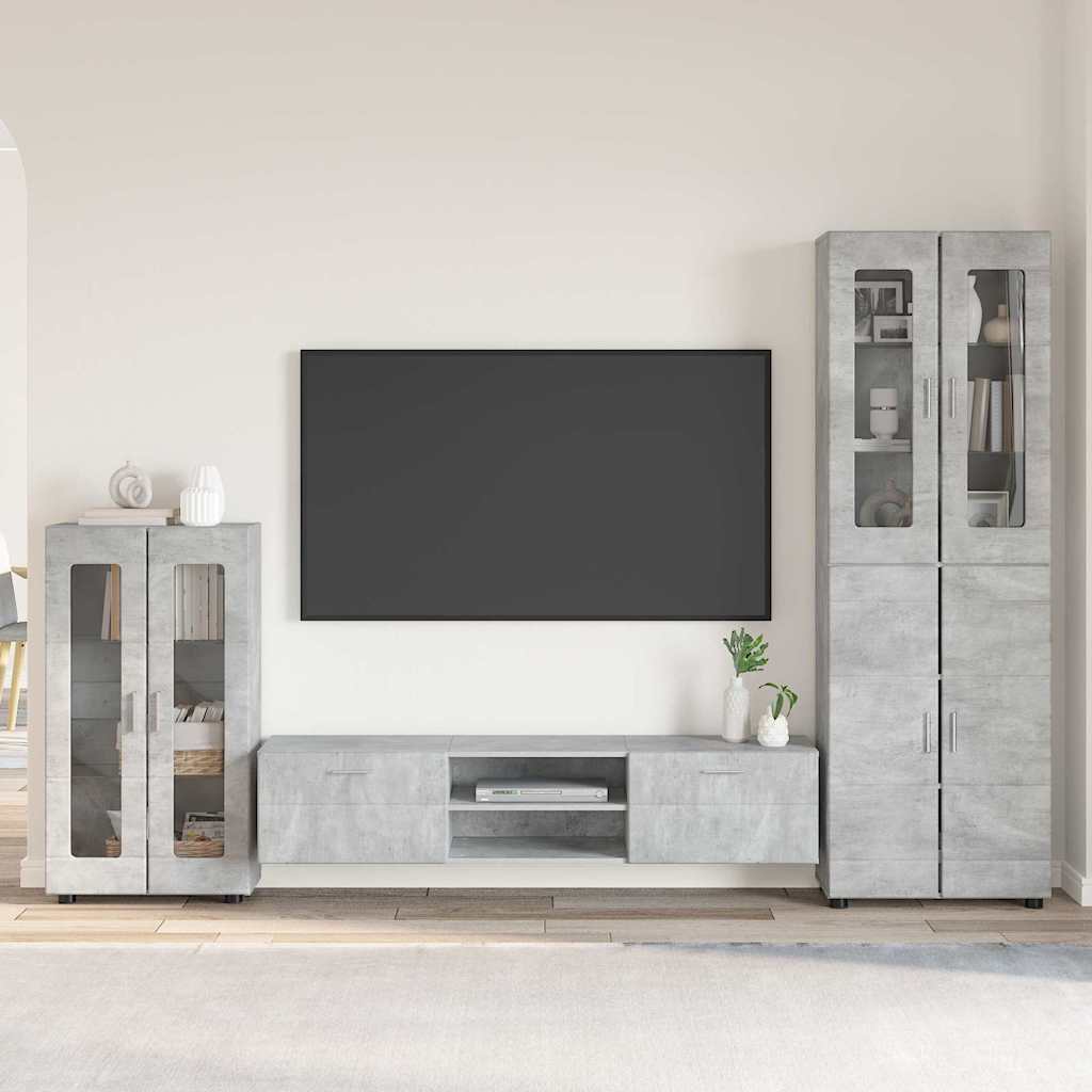 TV-møbelsæt med skuffe FLORIN 3 pcs Beton Grå Konstrueret træ