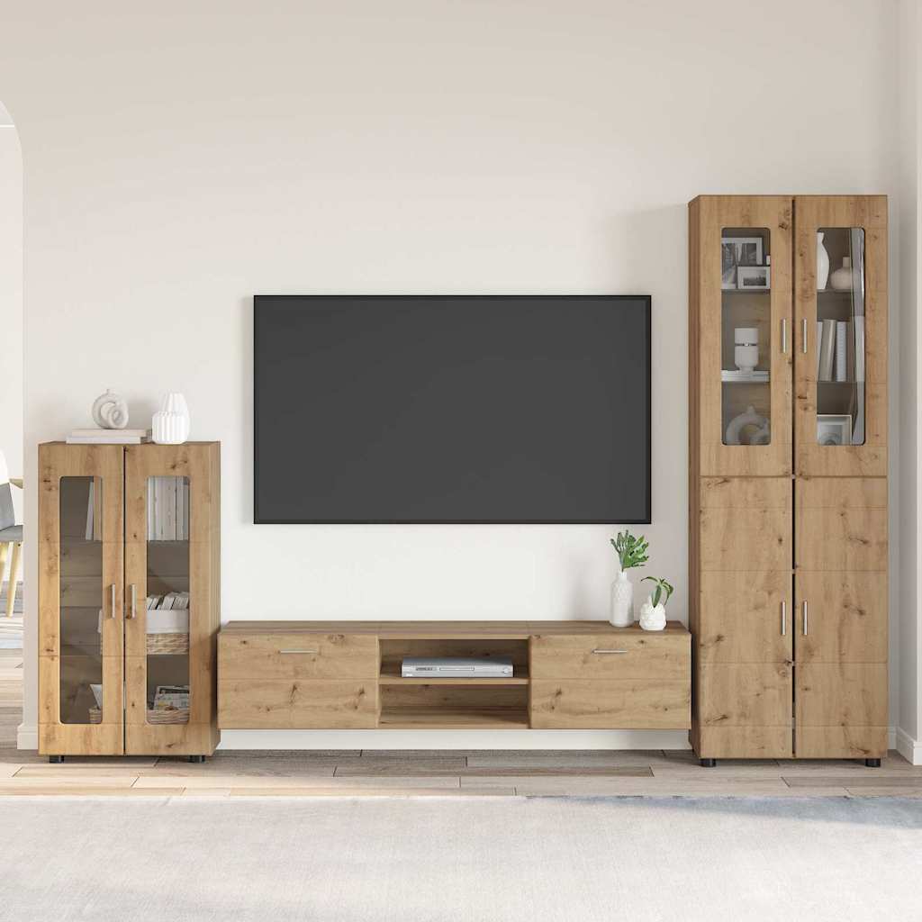 TV-møbelsæt FLORIN 3 pcs Artisan Egetræ Konstrueret træ