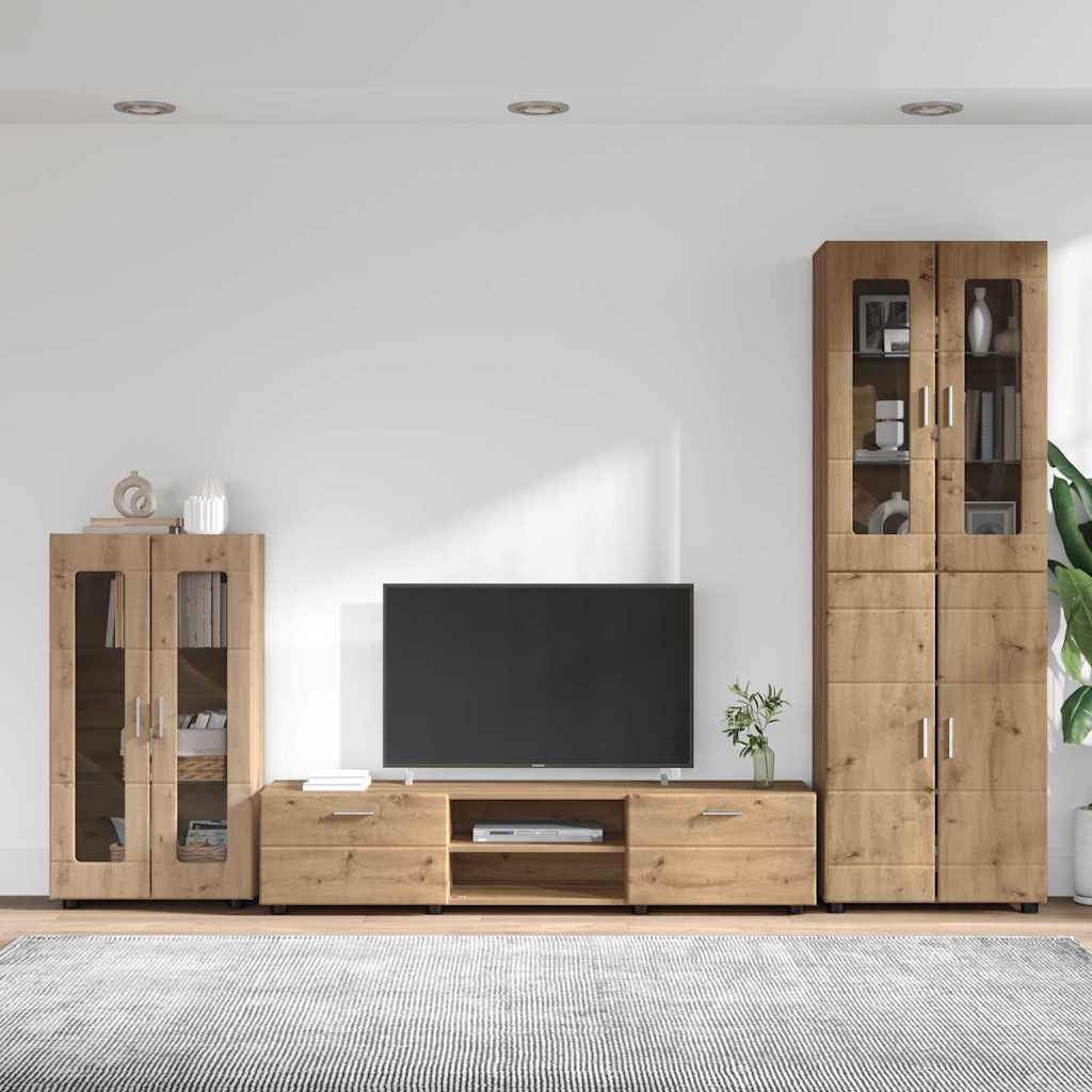 TV-møbelsæt FLORIN 3 pcs Artisan Egetræ Konstrueret træ