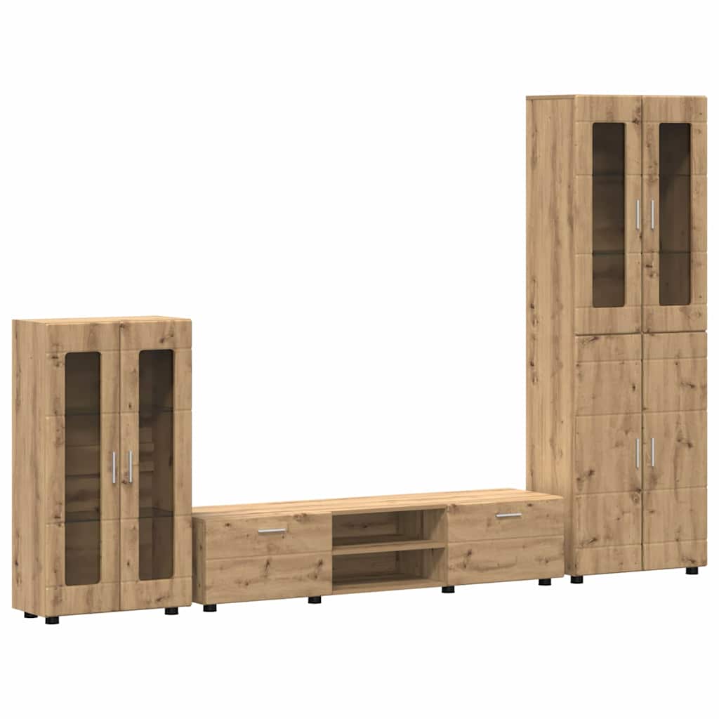 TV-møbelsæt FLORIN 3 pcs Artisan Egetræ Konstrueret træ