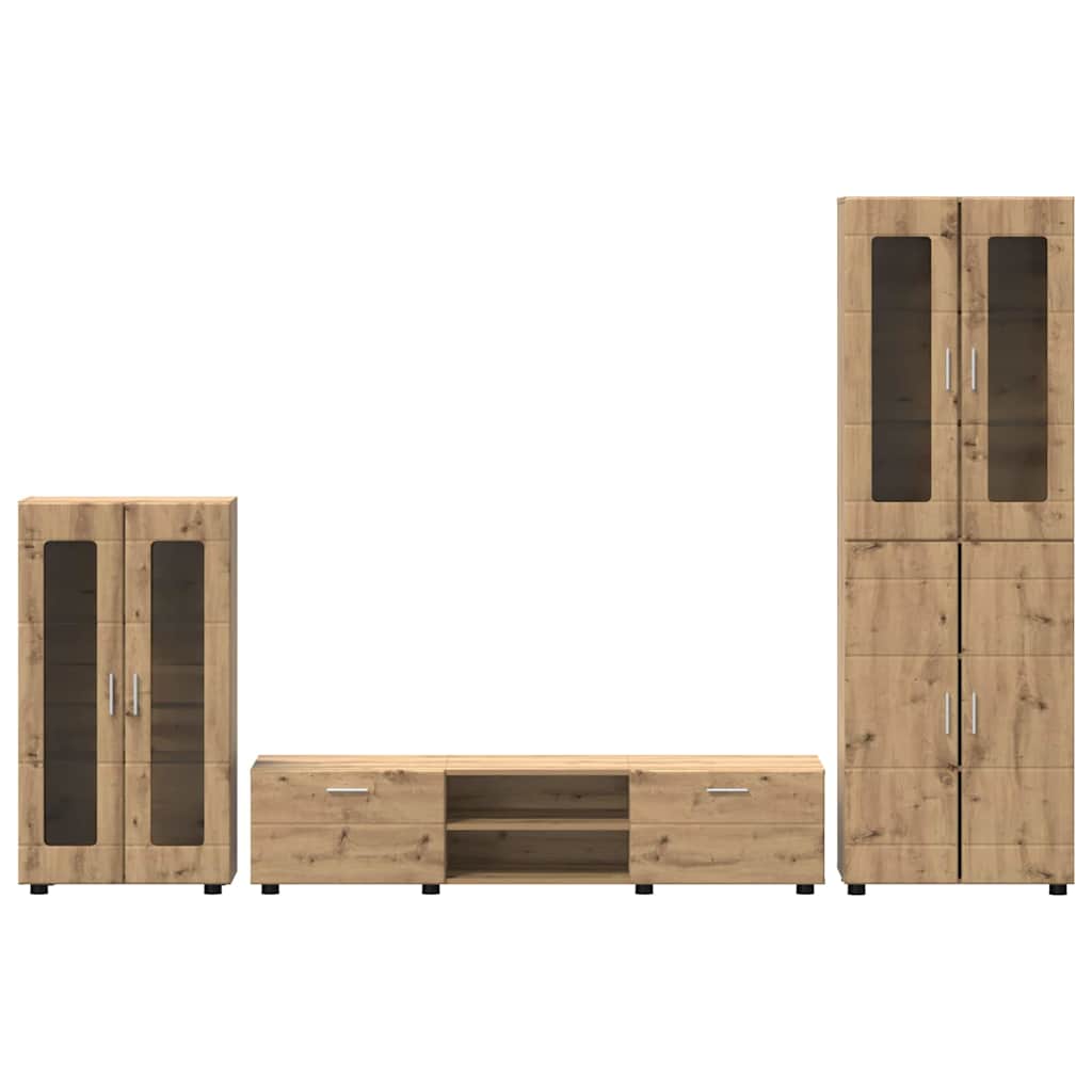 TV-møbelsæt FLORIN 3 pcs Artisan Egetræ Konstrueret træ