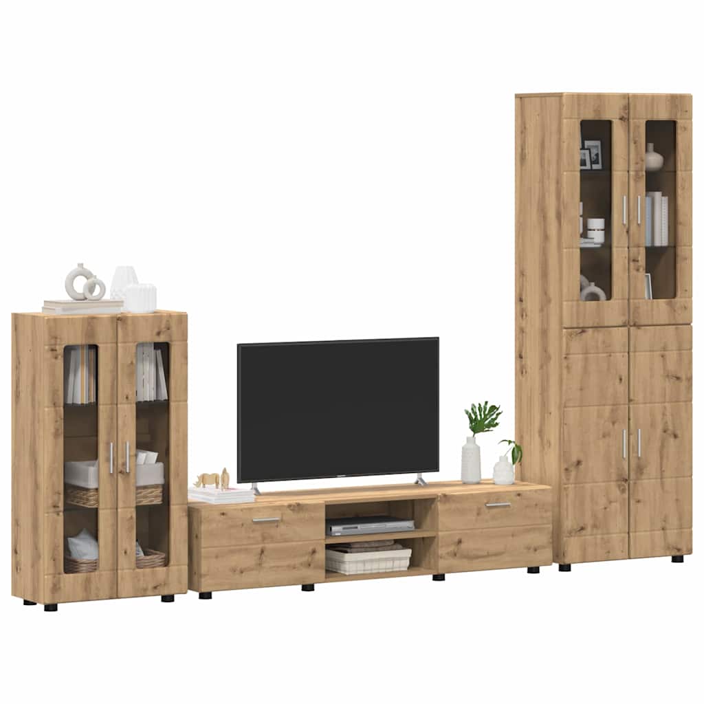 TV-møbelsæt FLORIN 3 pcs Artisan Egetræ Konstrueret træ