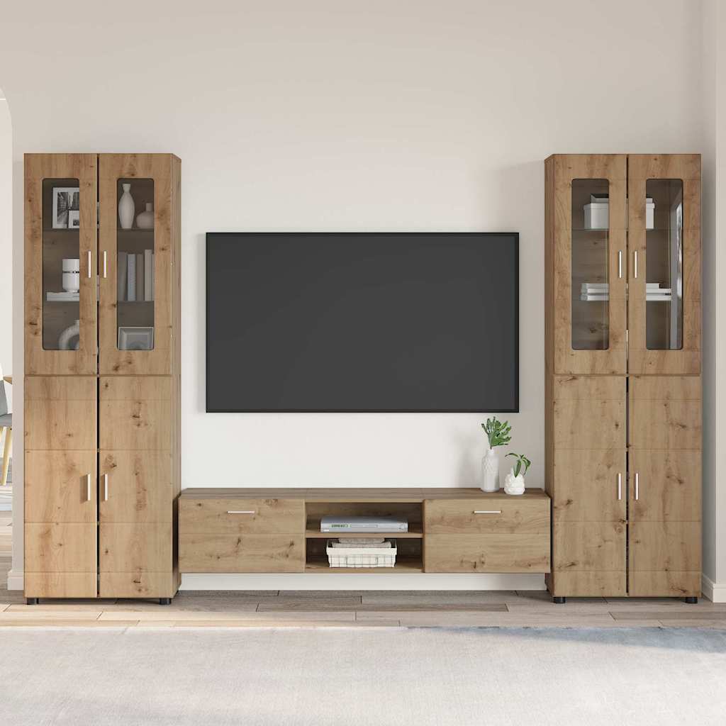 TV-møbelsæt FLORIN 3 pcs Artisan Egetræ Konstrueret træ