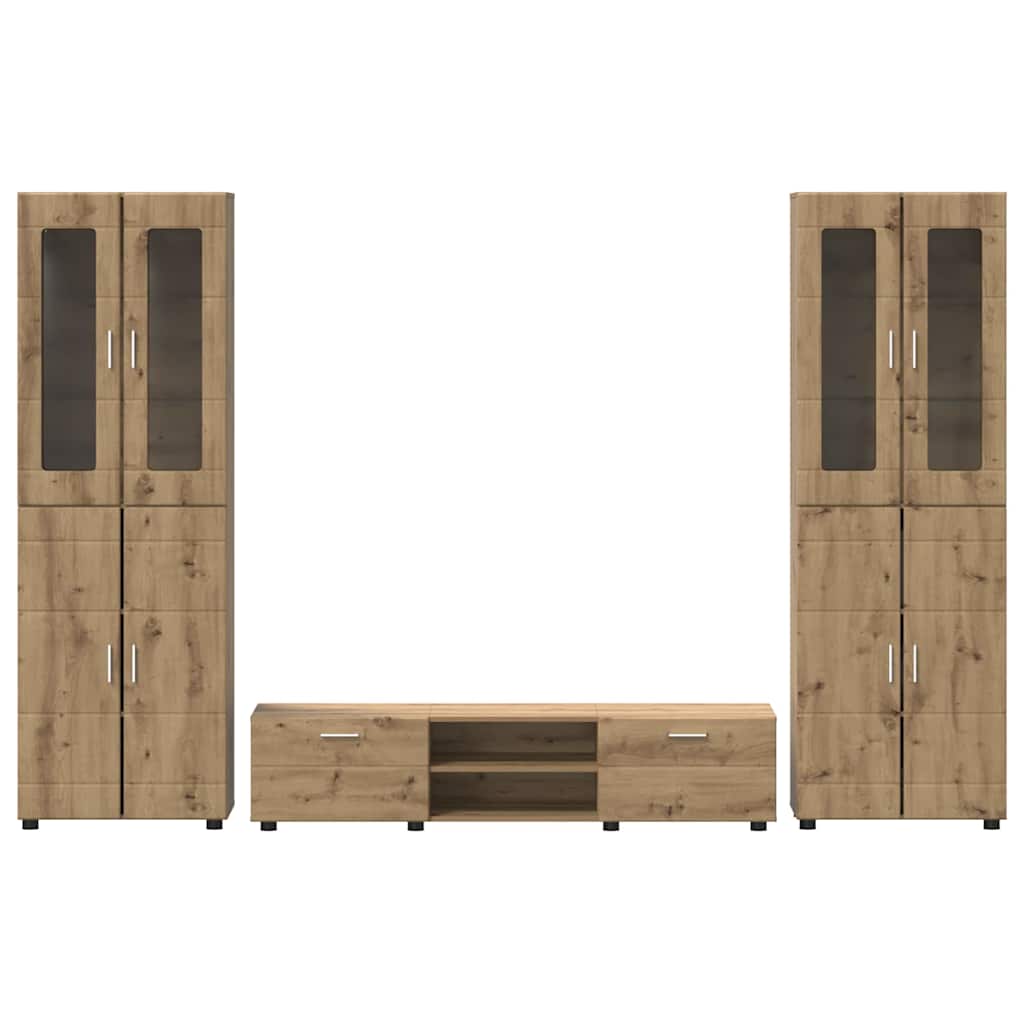 TV-møbelsæt FLORIN 3 pcs Artisan Egetræ Konstrueret træ