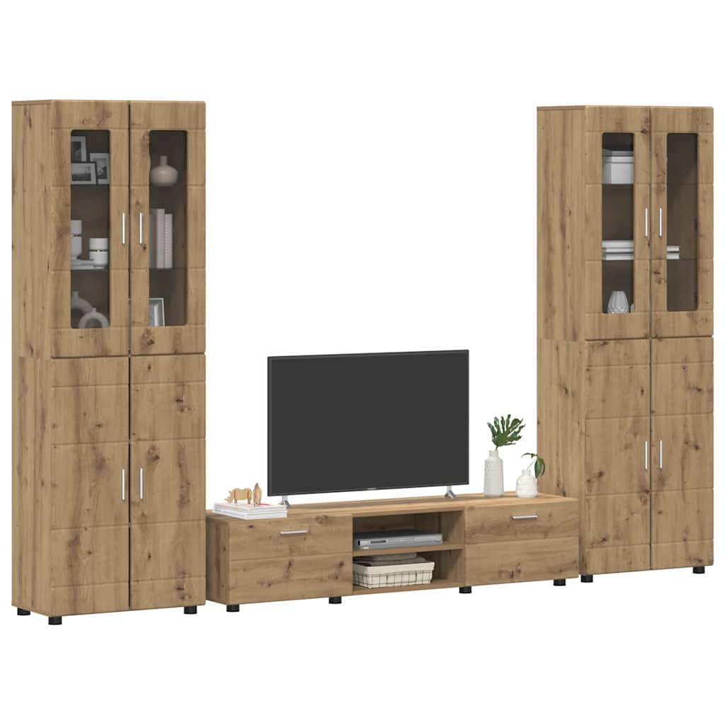 TV-møbelsæt FLORIN 3 pcs Artisan Egetræ Konstrueret træ