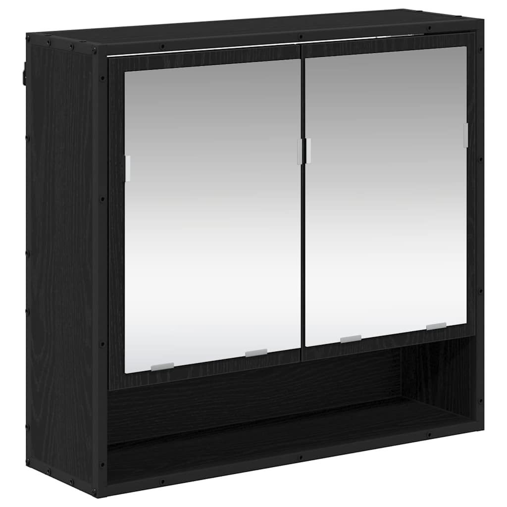 Badeværelsesmøbel sæt med hylde 3 pcs Sort eg Konstrueret træ